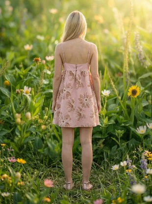 Palm Haven Mini Dress (Pink) - Image 8