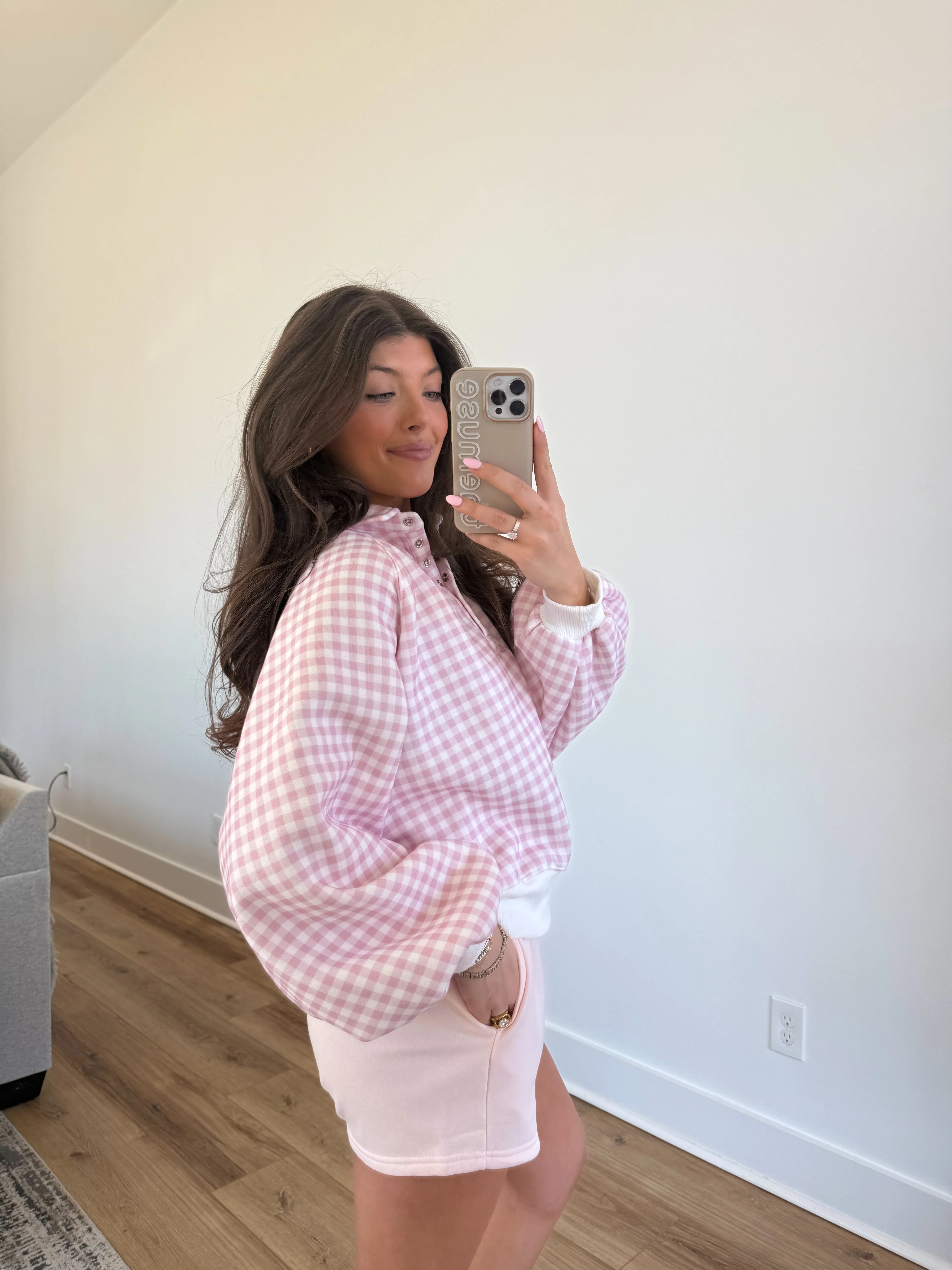 Pink Gingham Crewneck - Image 5