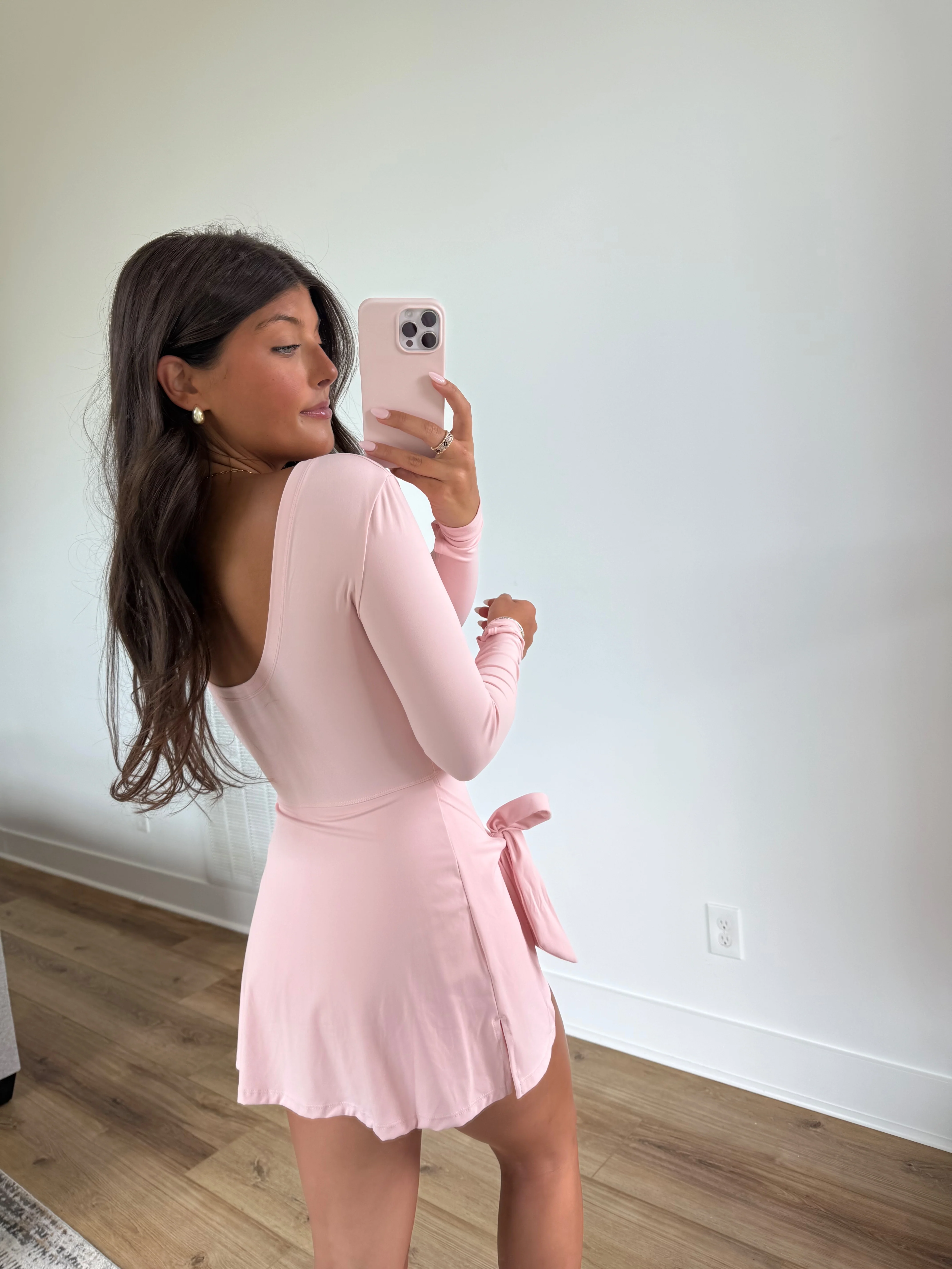 Pink Long Sleeve Wrap Romper - Image 4