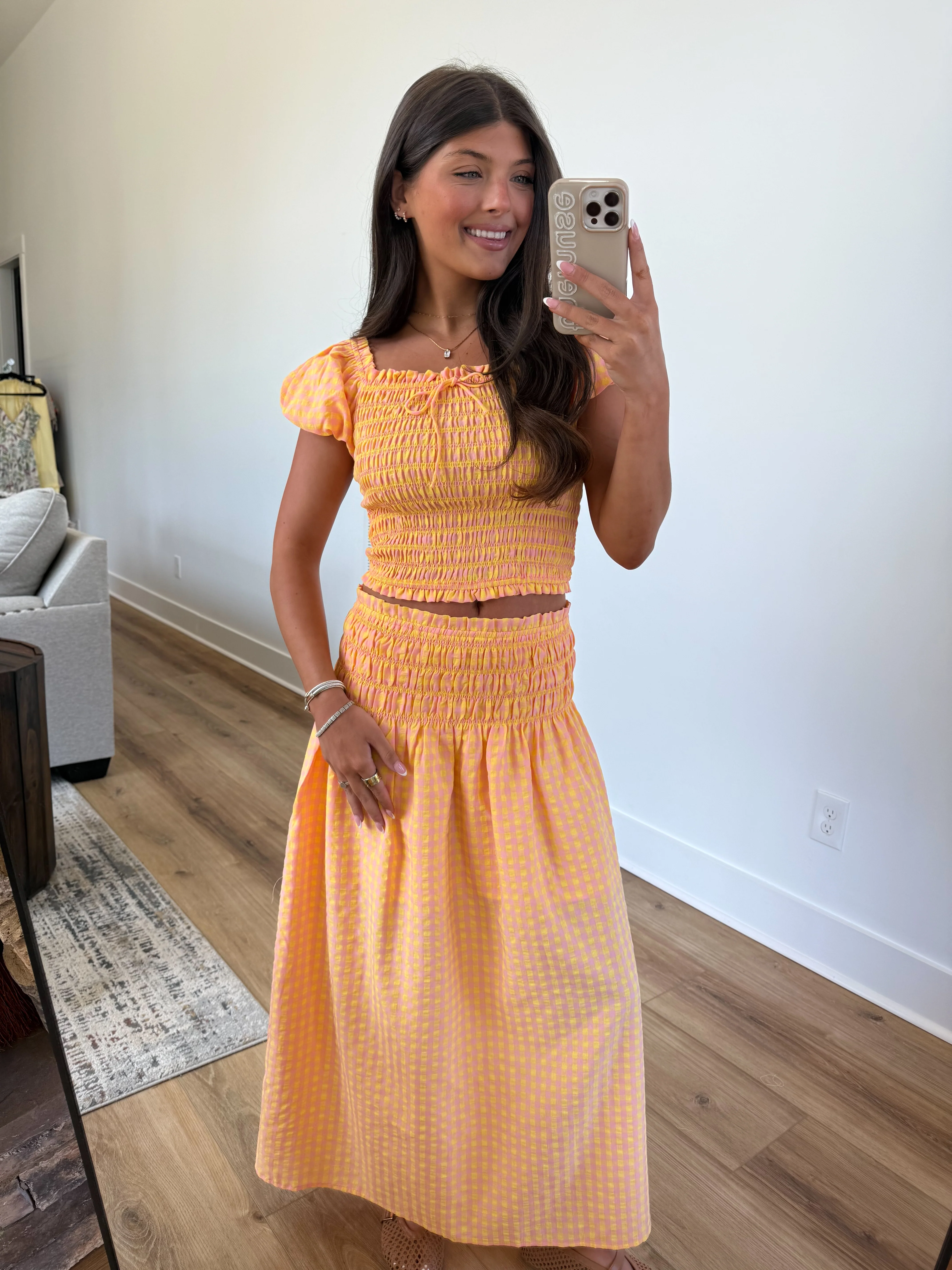 Pink/Orange Gingham Set - Image 2
