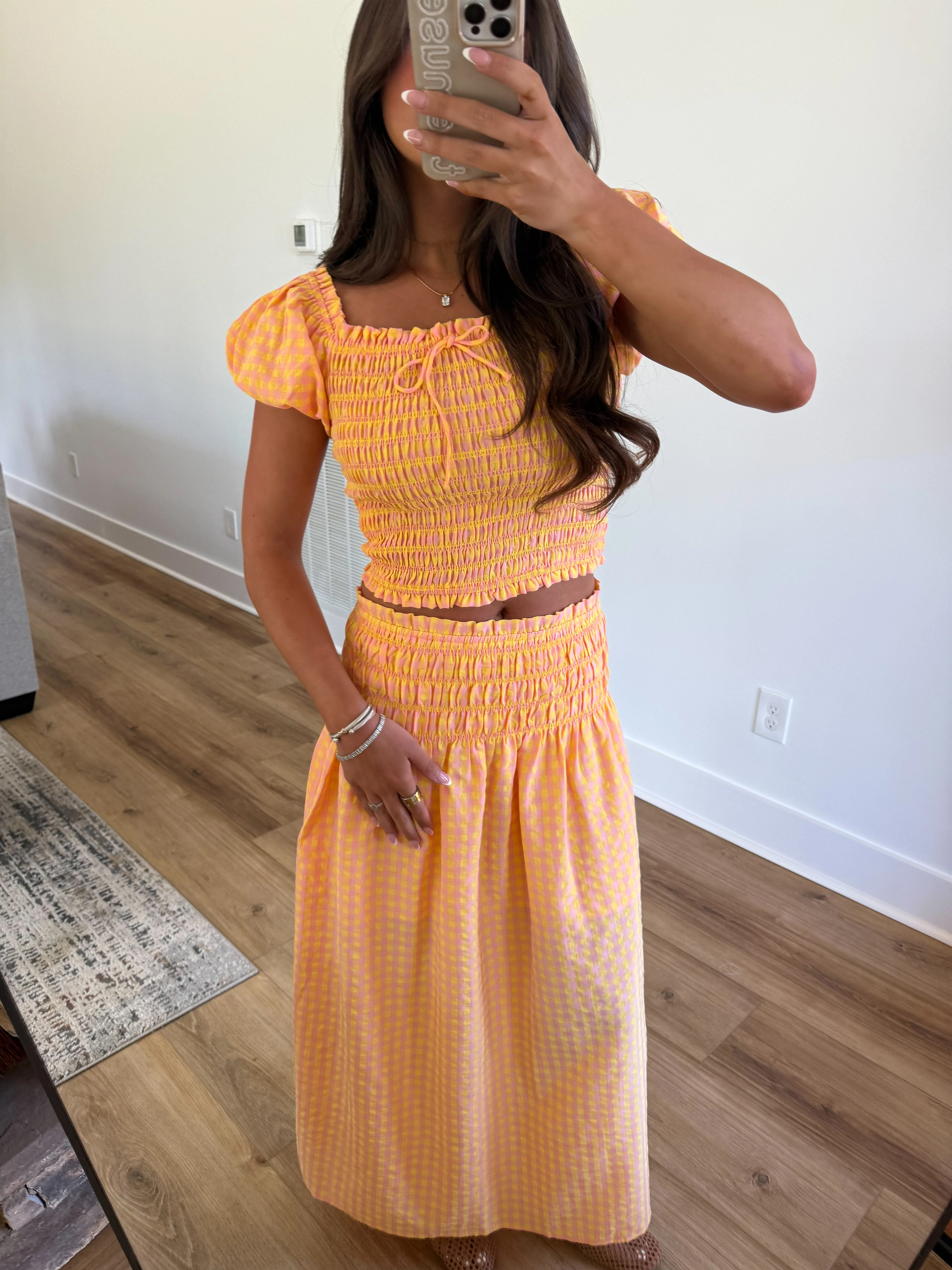 Pink/Orange Gingham Set - Image 3