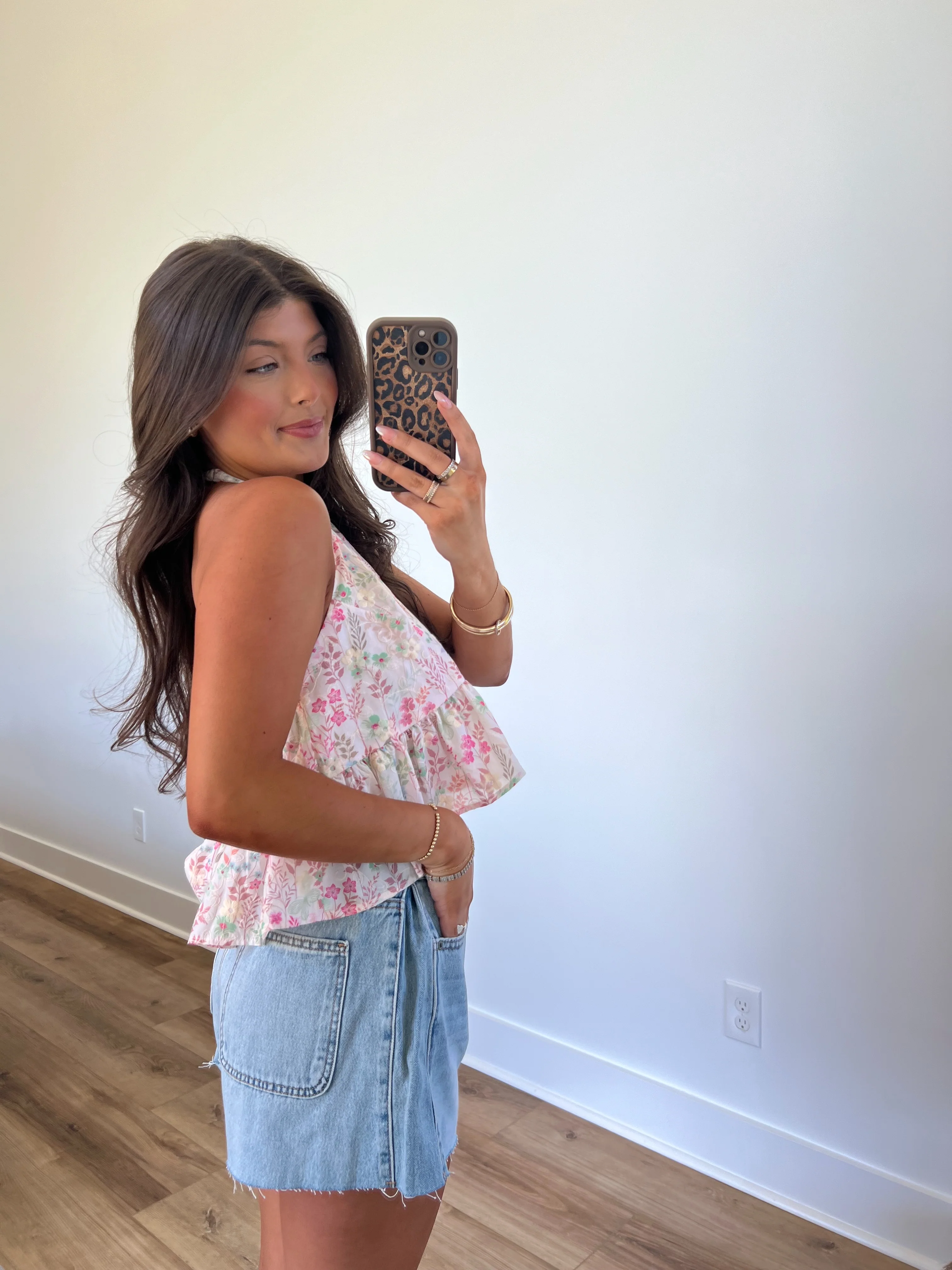 (Pink) Watercolor Bloom Halter Top - Image 3