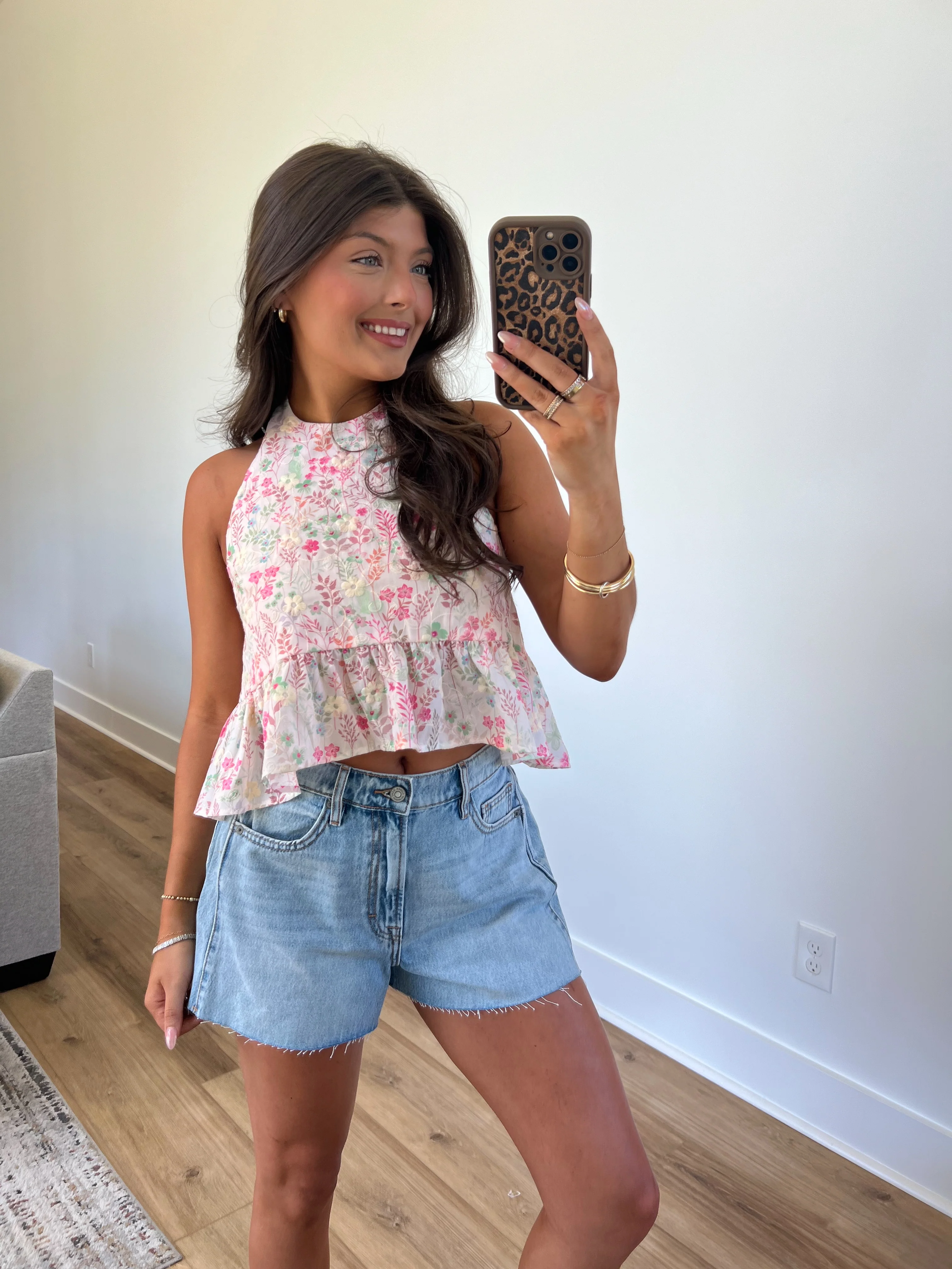 (Pink) Watercolor Bloom Halter Top - Image 4