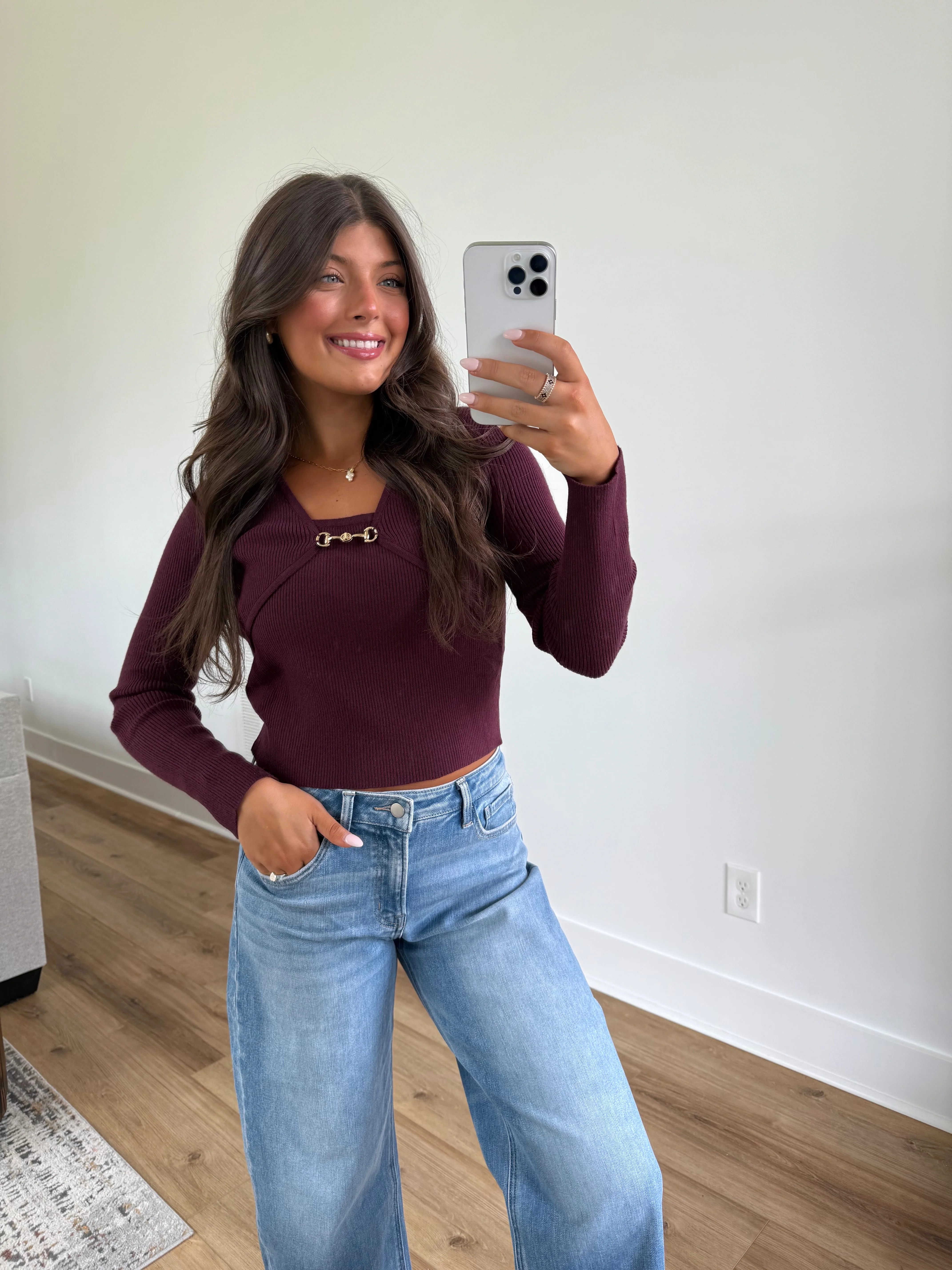 Plum Ribbed Clasp Top