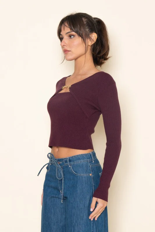 Plum Ribbed Clasp Top - Image 6