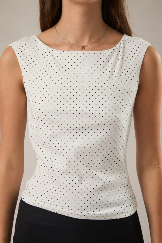 Polka Dot Boatneck Top - Image 4