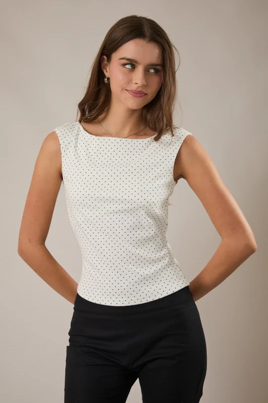 Polka Dot Boatneck Top - Image 6