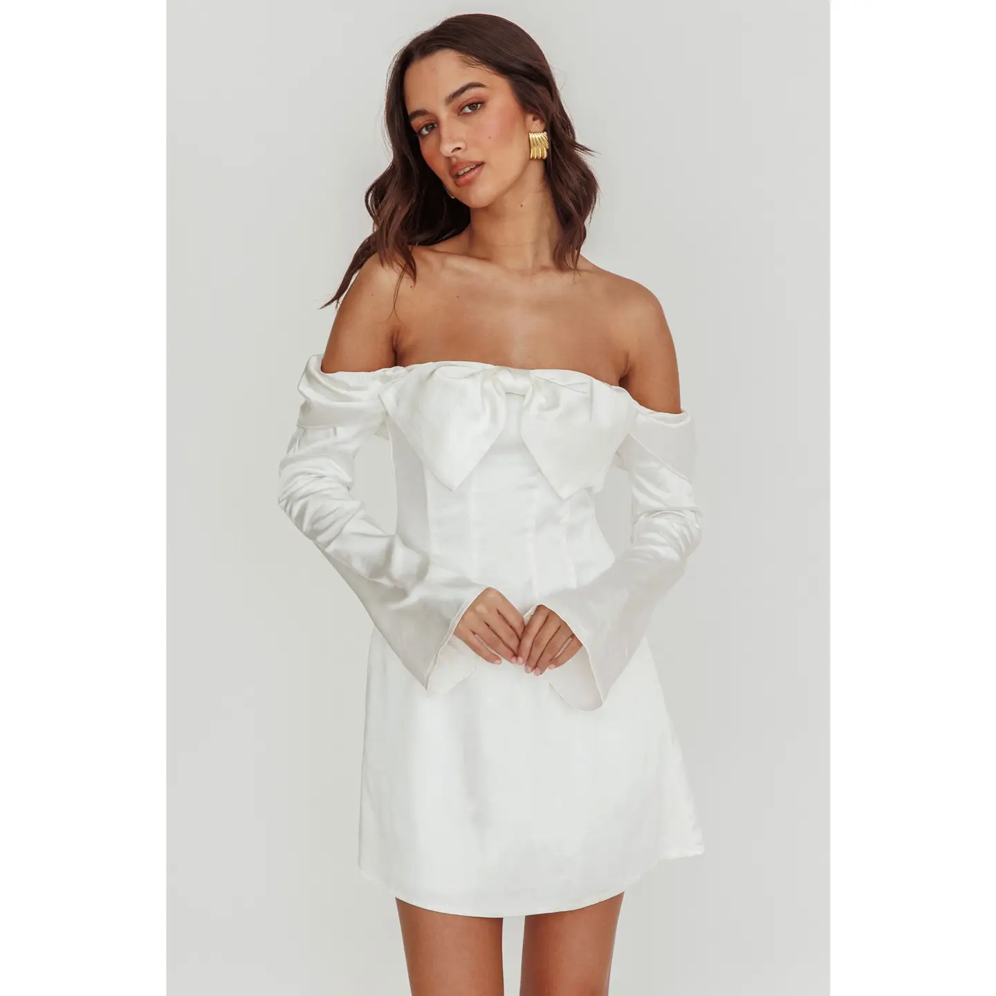 Satin Bow Mini Dress - Image 6