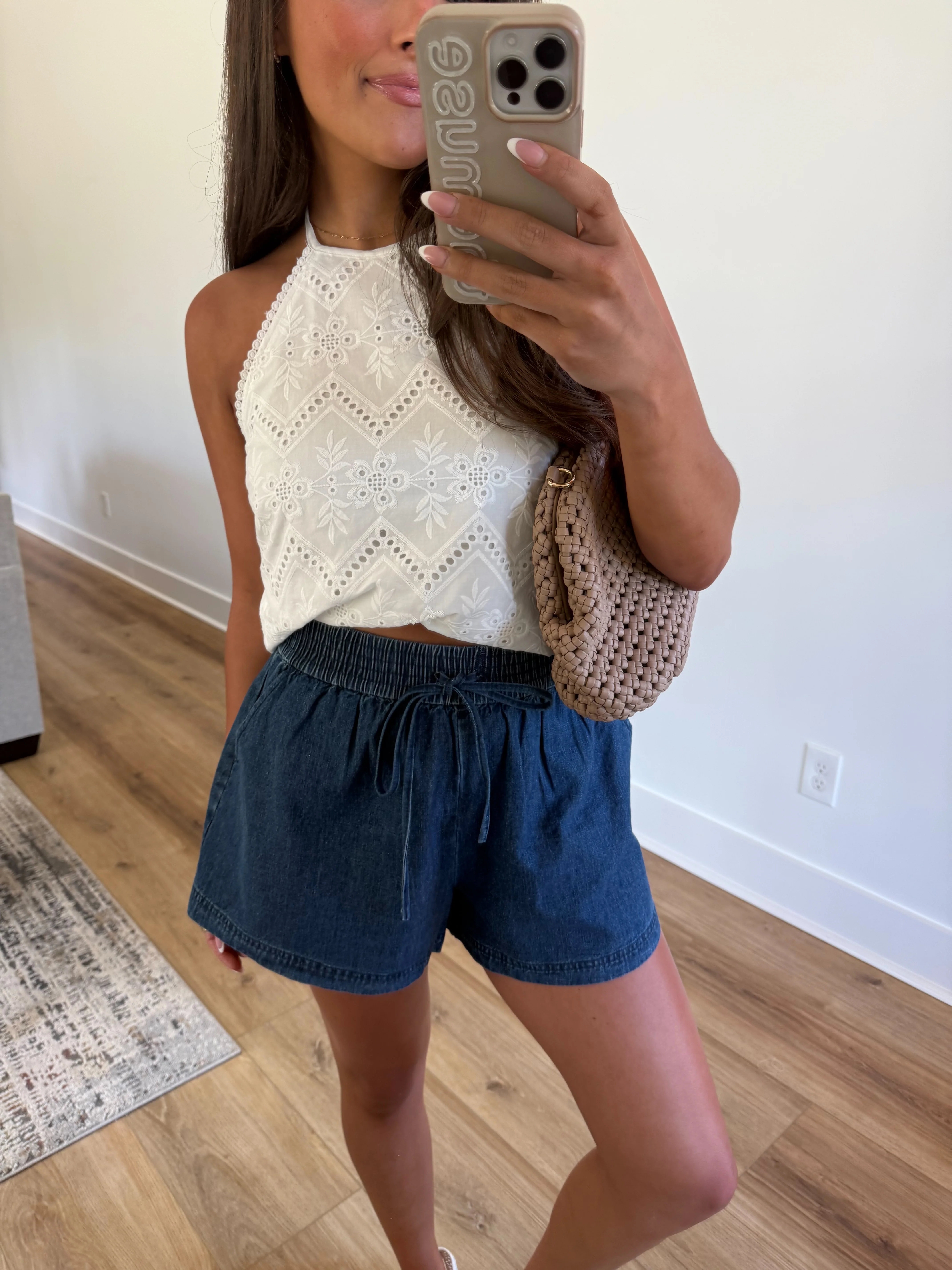 Scrunch Waist Denim Shorts