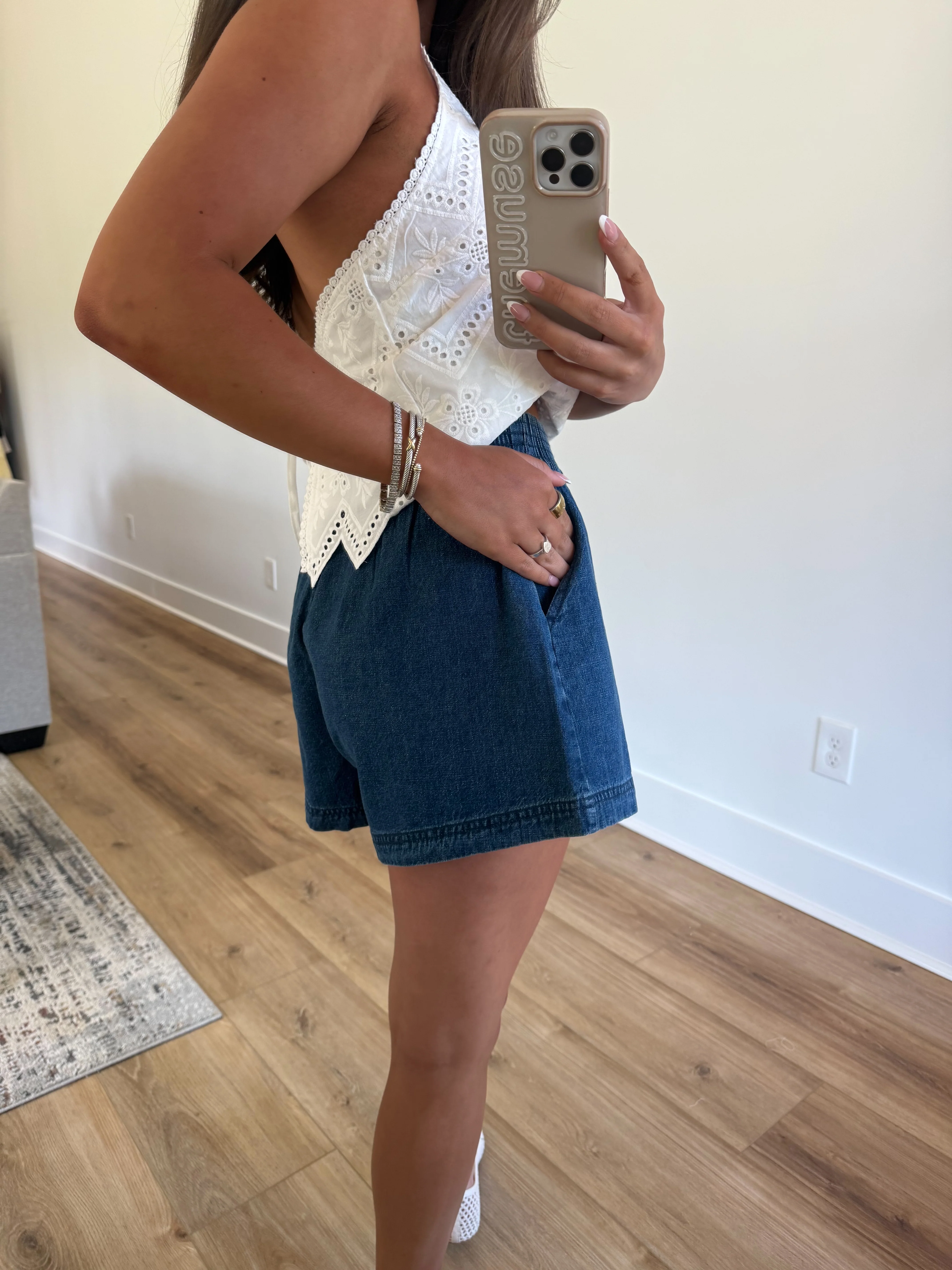 Scrunch Waist Denim Shorts - Image 3