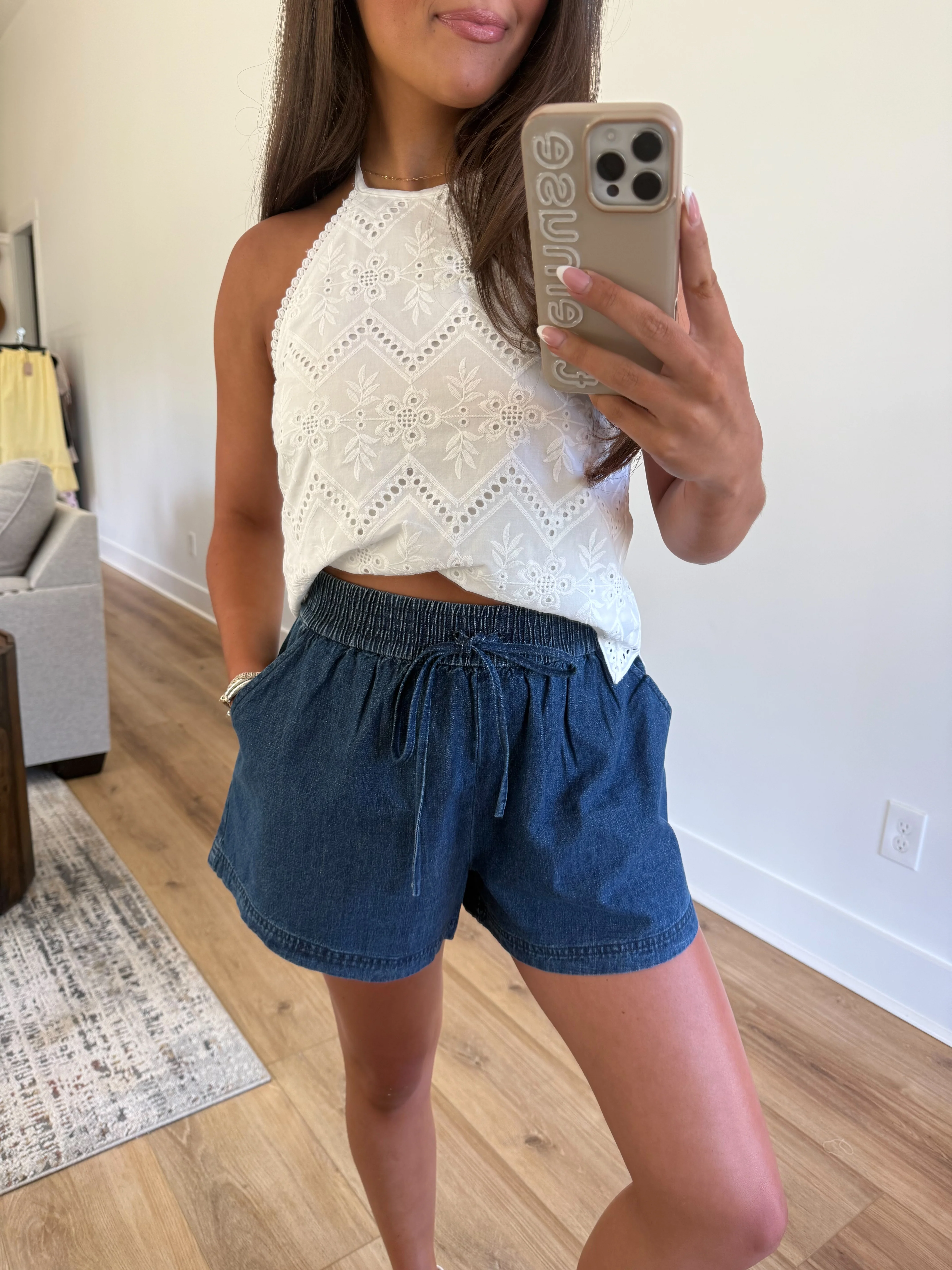 Scrunch Waist Denim Shorts - Image 4
