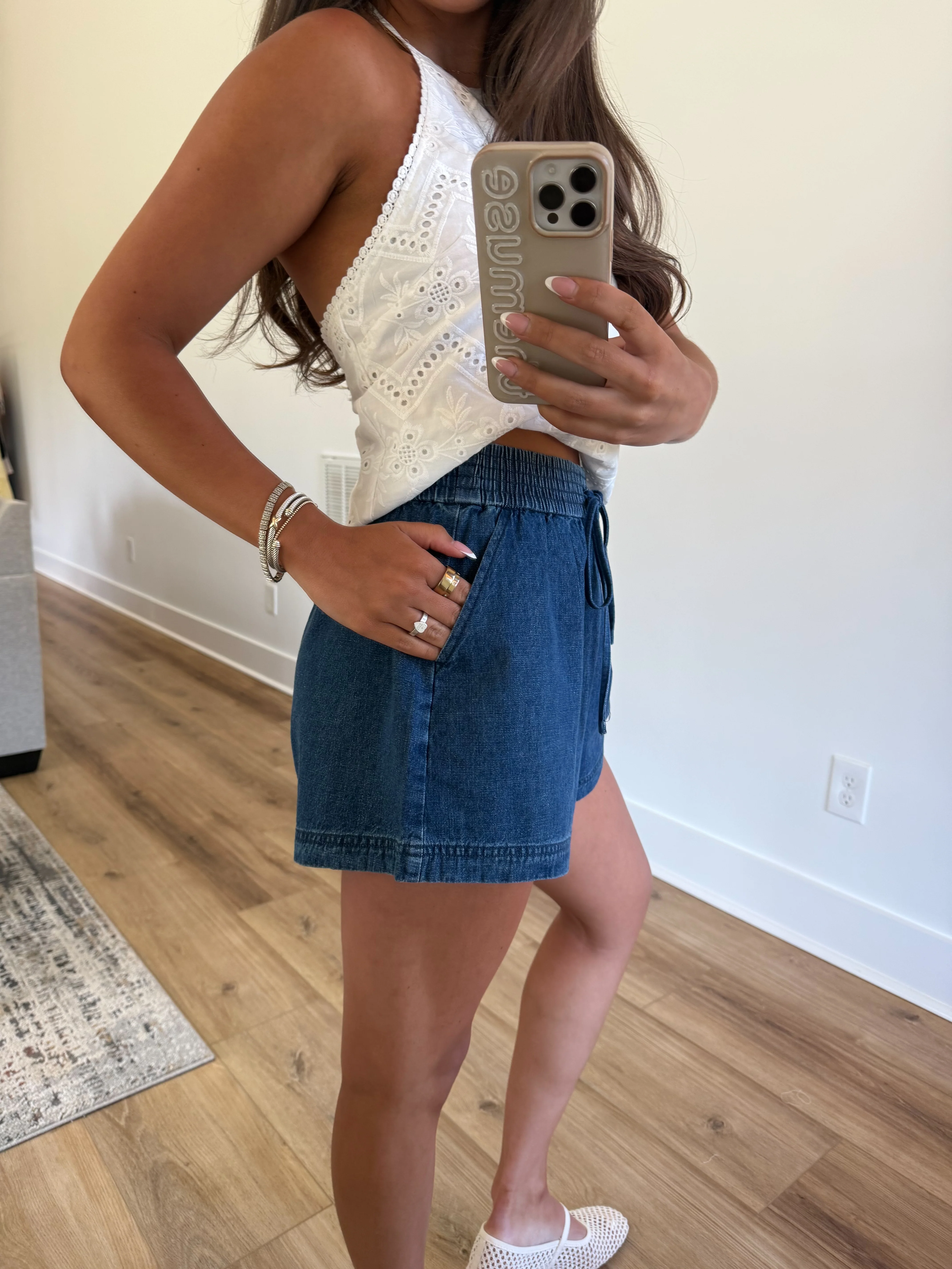 Scrunch Waist Denim Shorts - Image 5