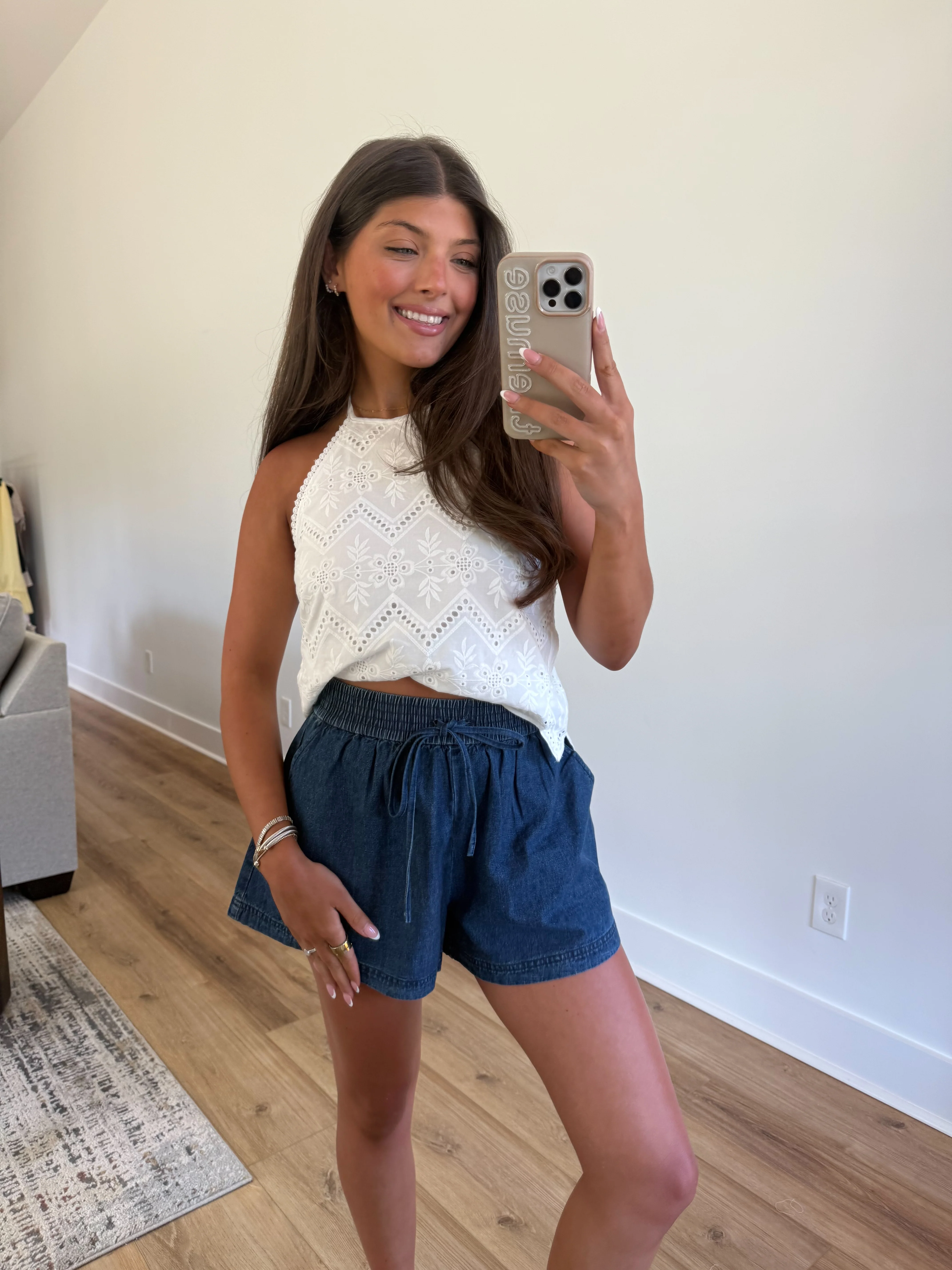 Scrunch Waist Denim Shorts - Image 6