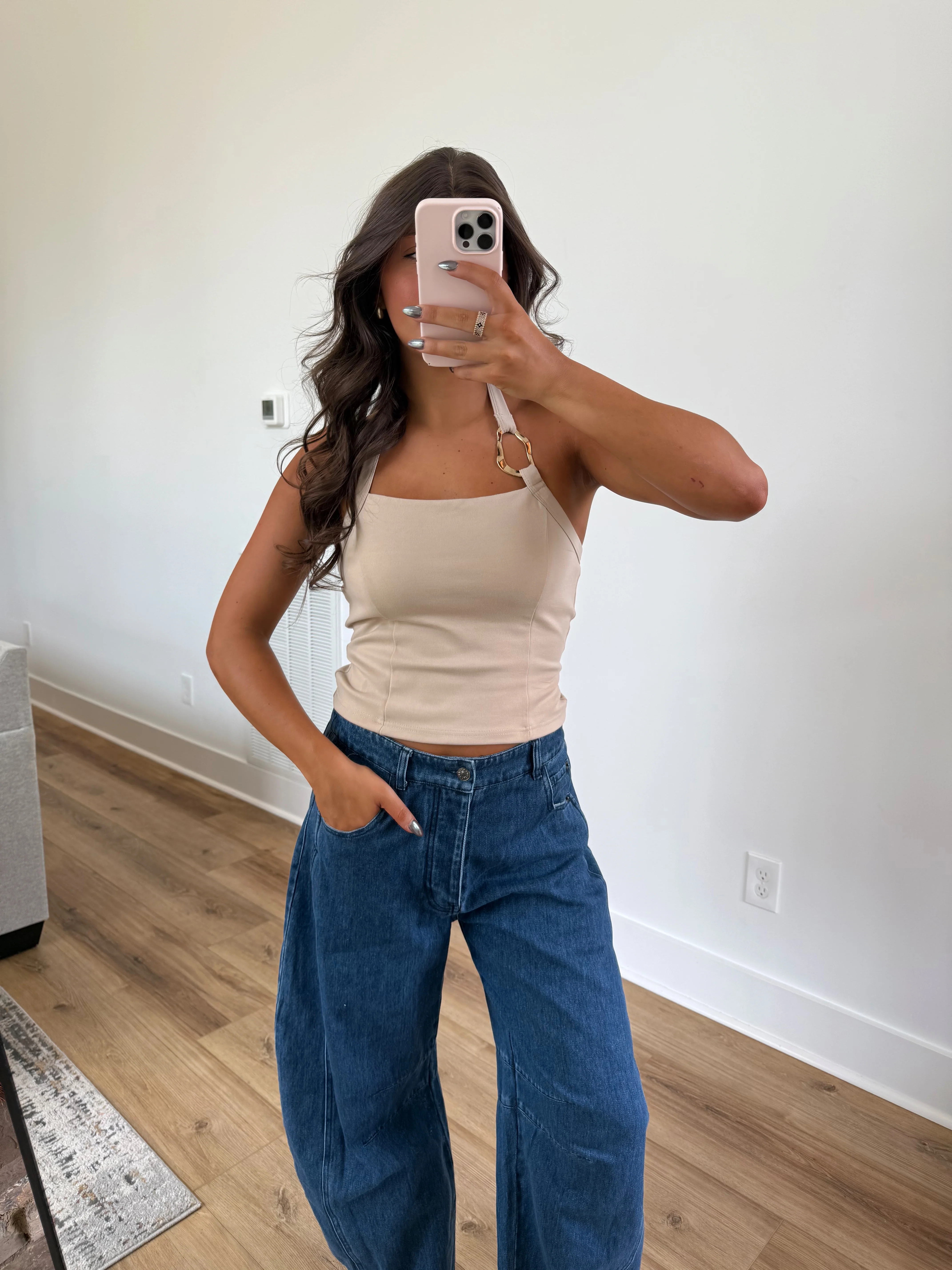Sculpt Halter Top (Beige) - Image 2