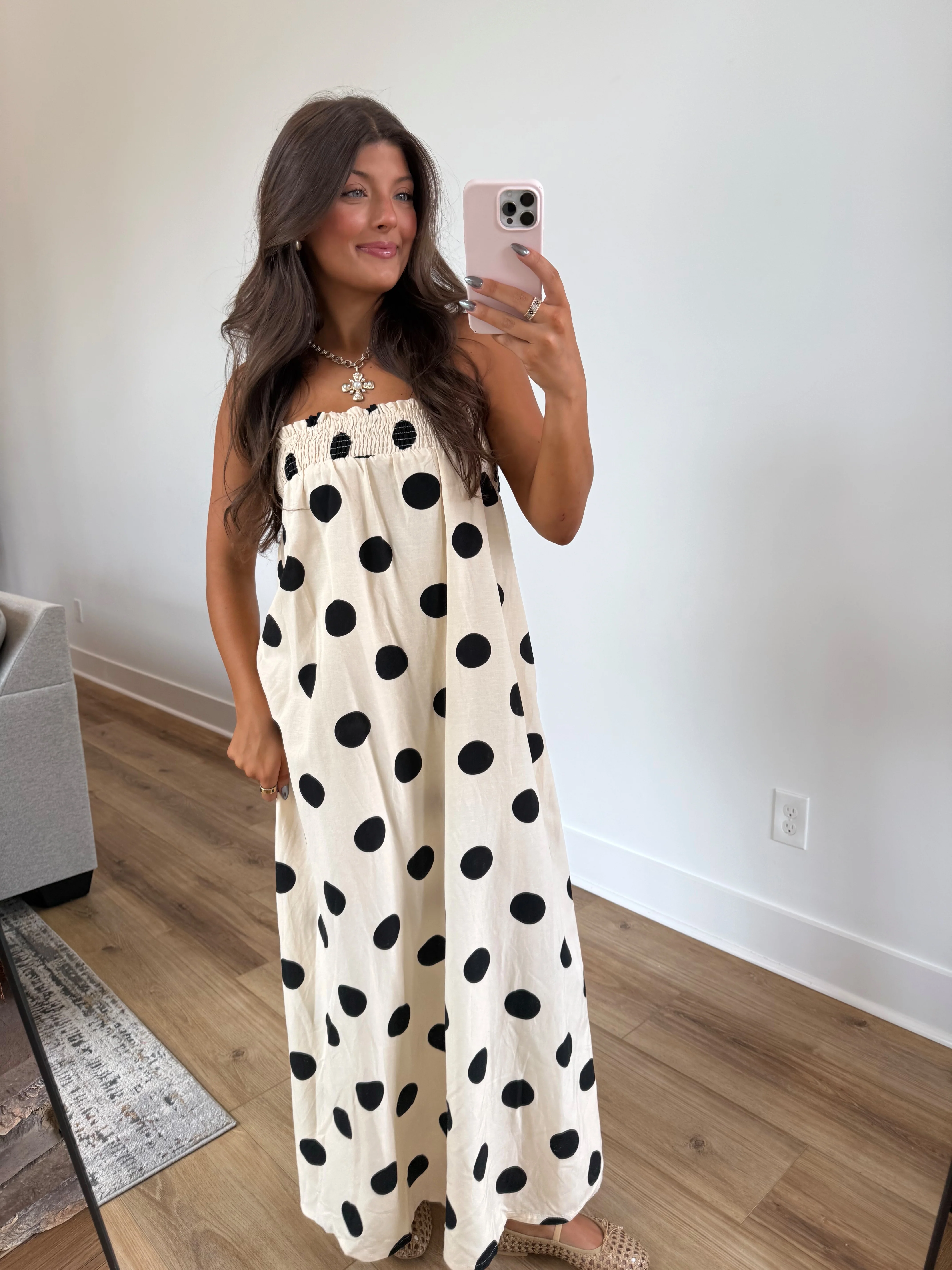 Smocked Top Polka Dot Maxi