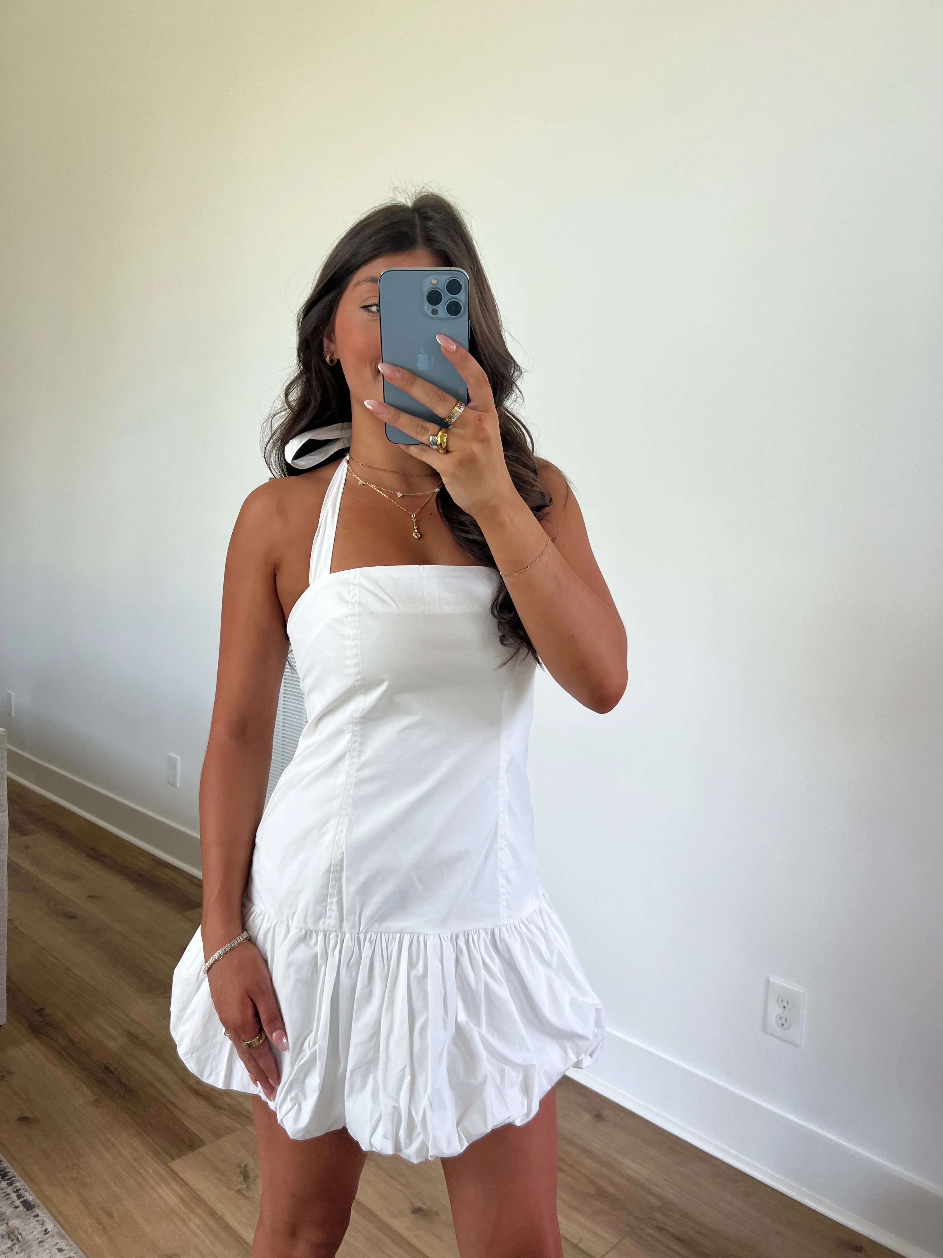 Spring Rose Mini Dress (White) - Image 3