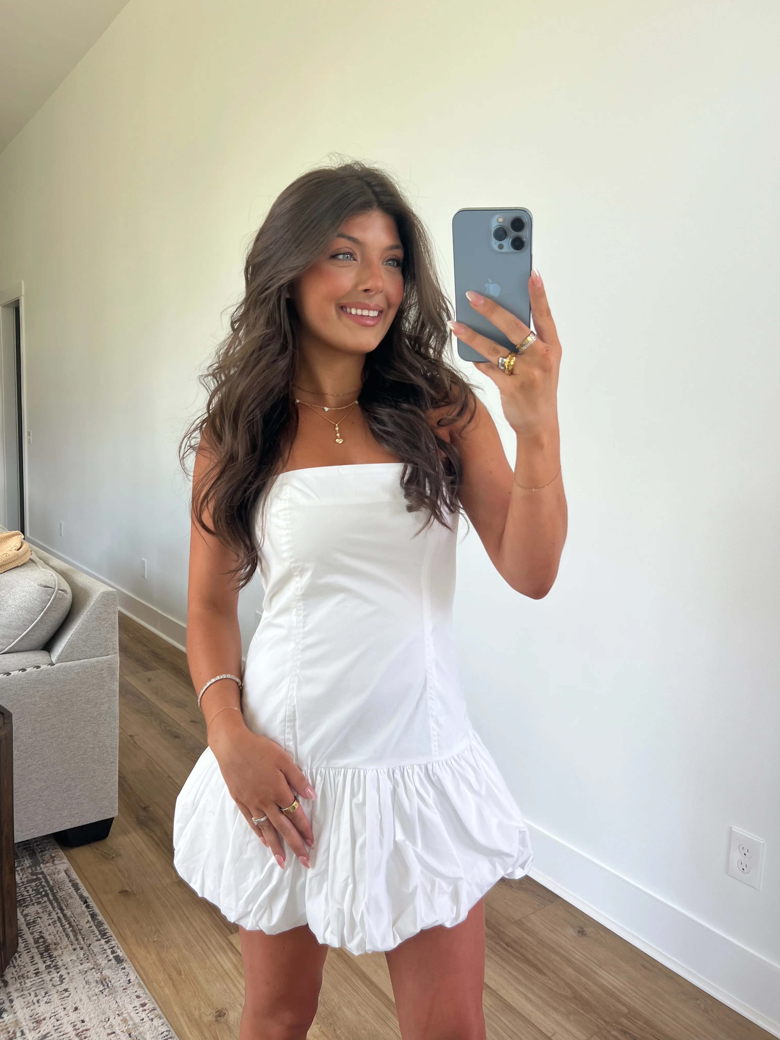 Spring Rose Mini Dress (White) - Image 4