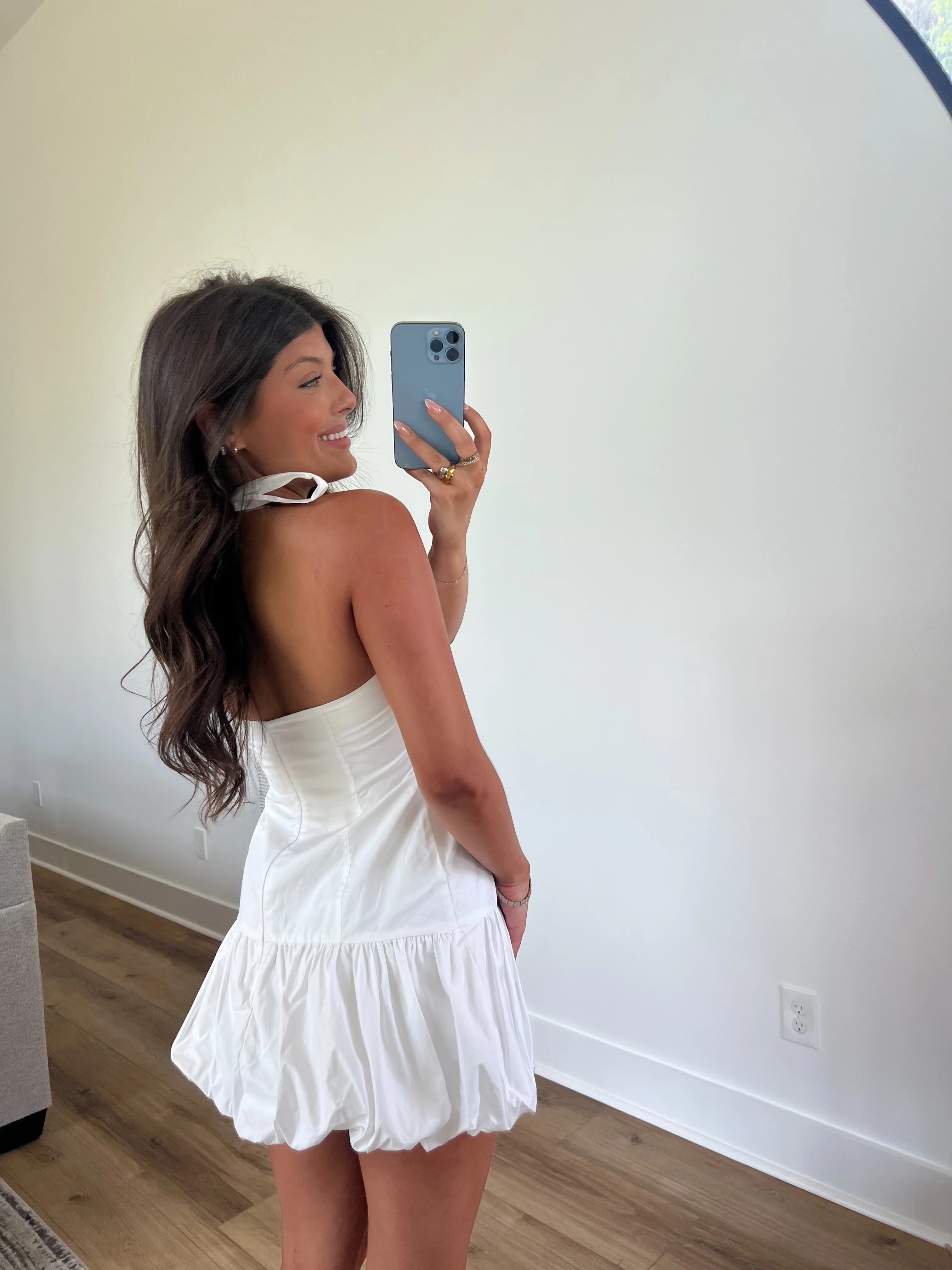 Spring Rose Mini Dress (White) - Image 5