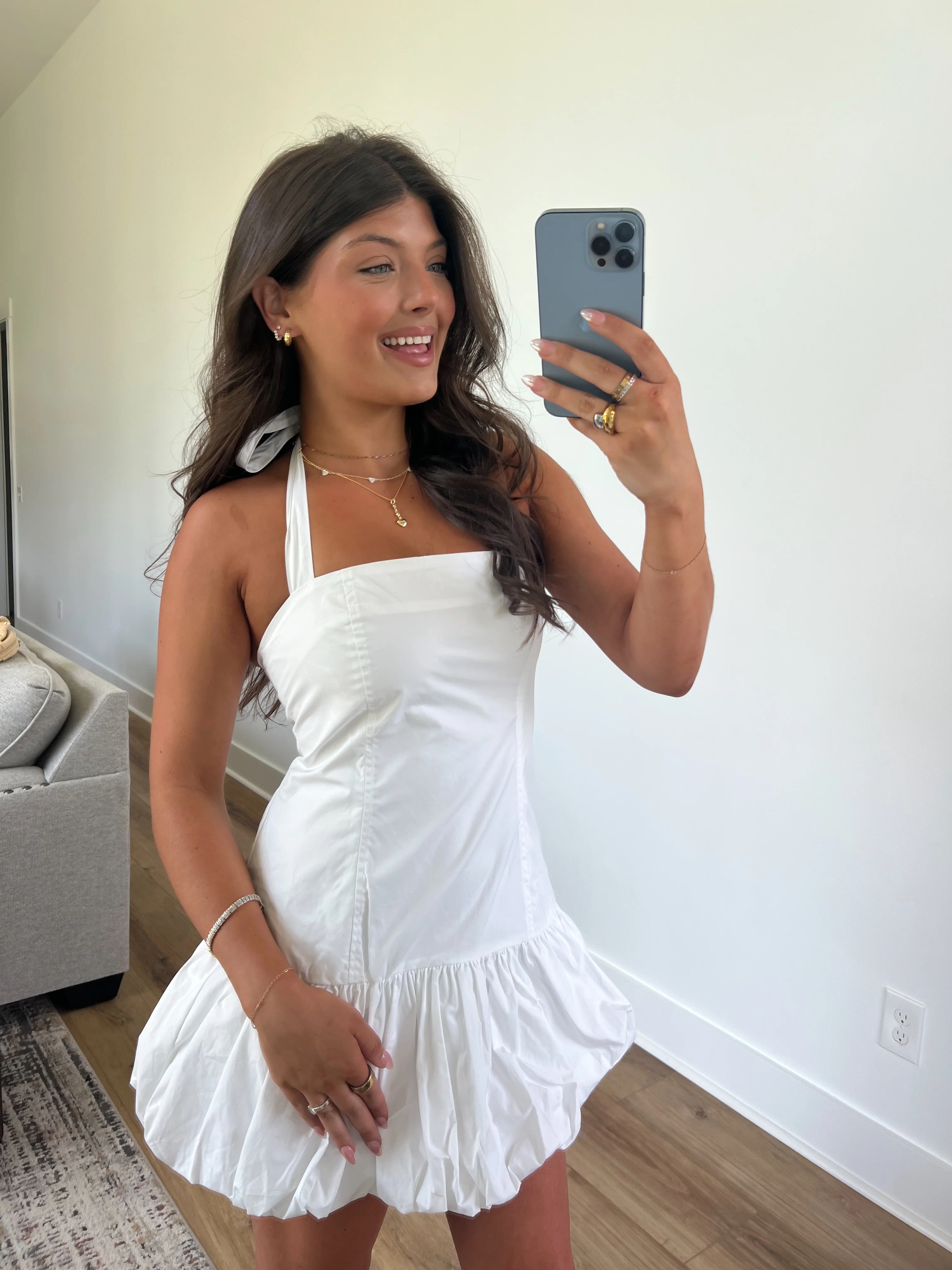 Spring Rose Mini Dress (White) - Image 6