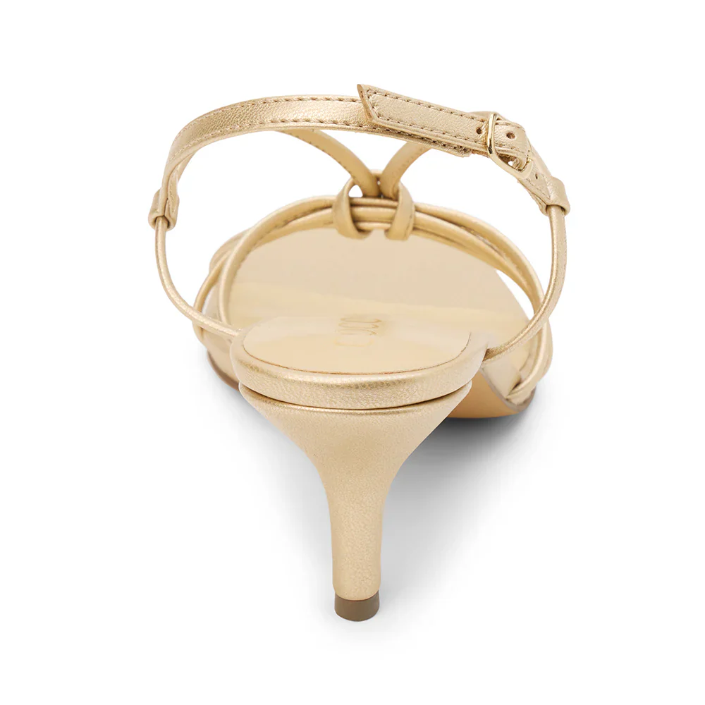 Strappy Kitten Heel – Gold - Image 6