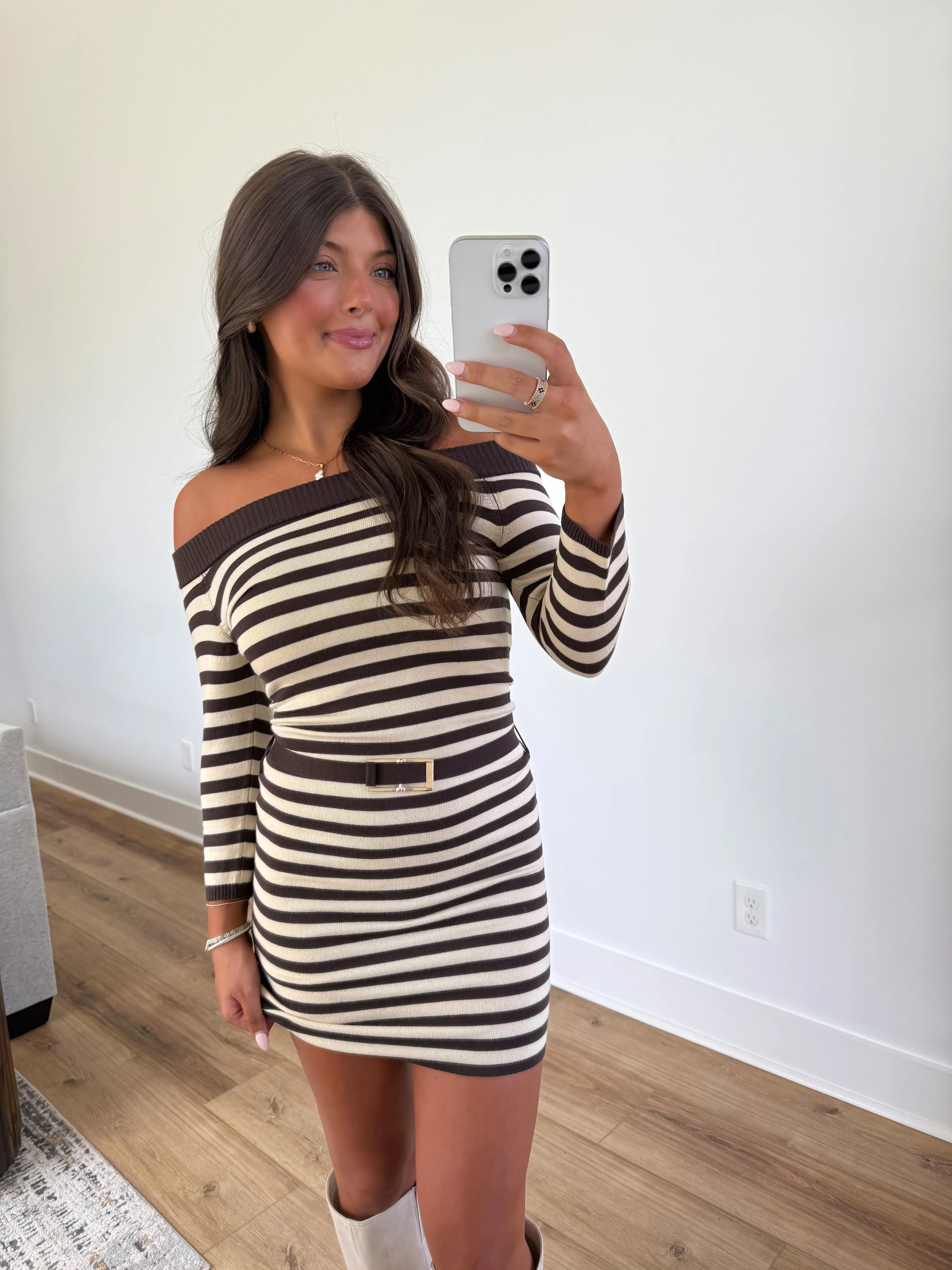 Striped Knit Bodycon Dress - Image 2