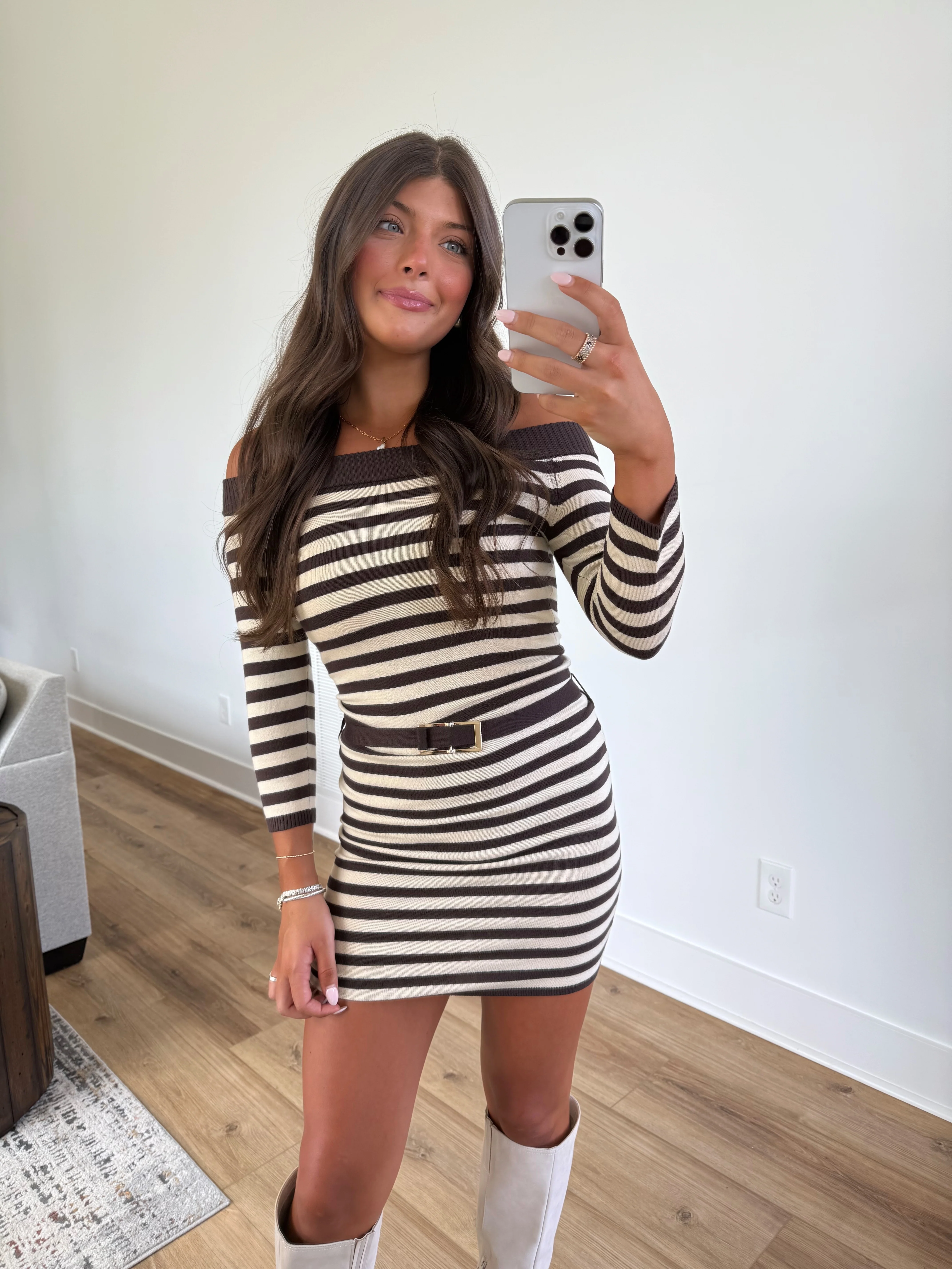 Striped Knit Bodycon Dress - Image 4