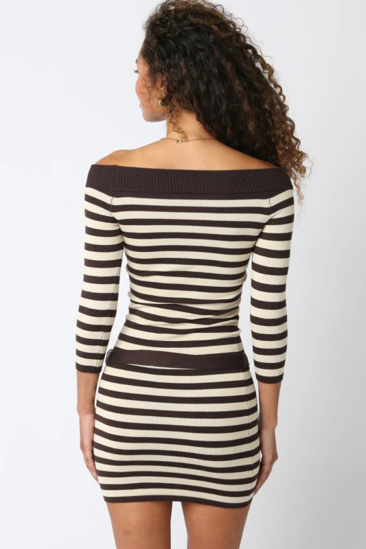 Striped Knit Bodycon Dress - Image 9