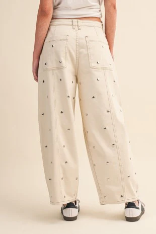 Studded Dot Jeans (Cream) - Image 8