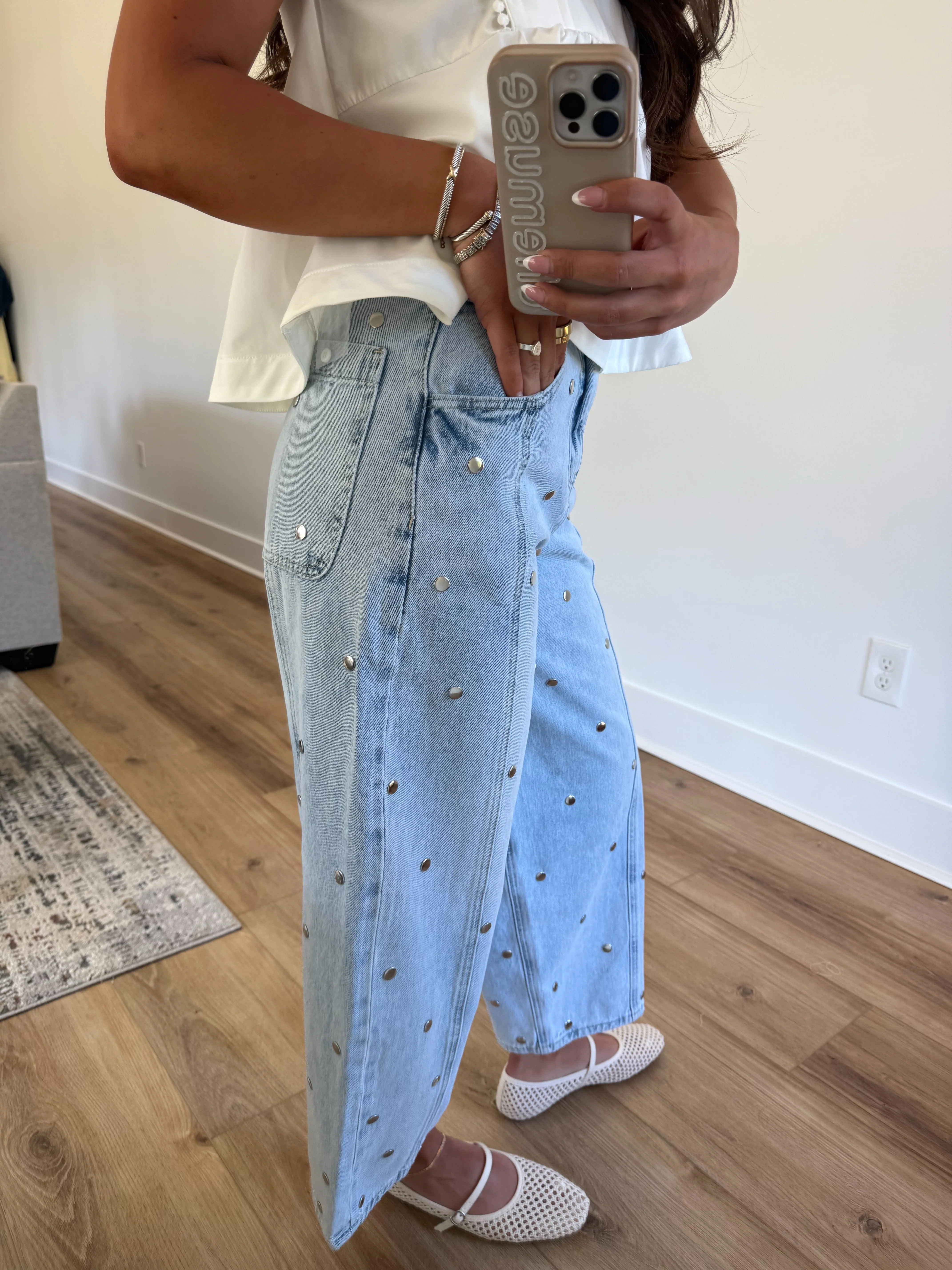Studded Dot Jeans (Denim) - Image 2