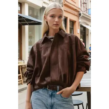 Suede Bomber Jacket (Brown) - Image 7