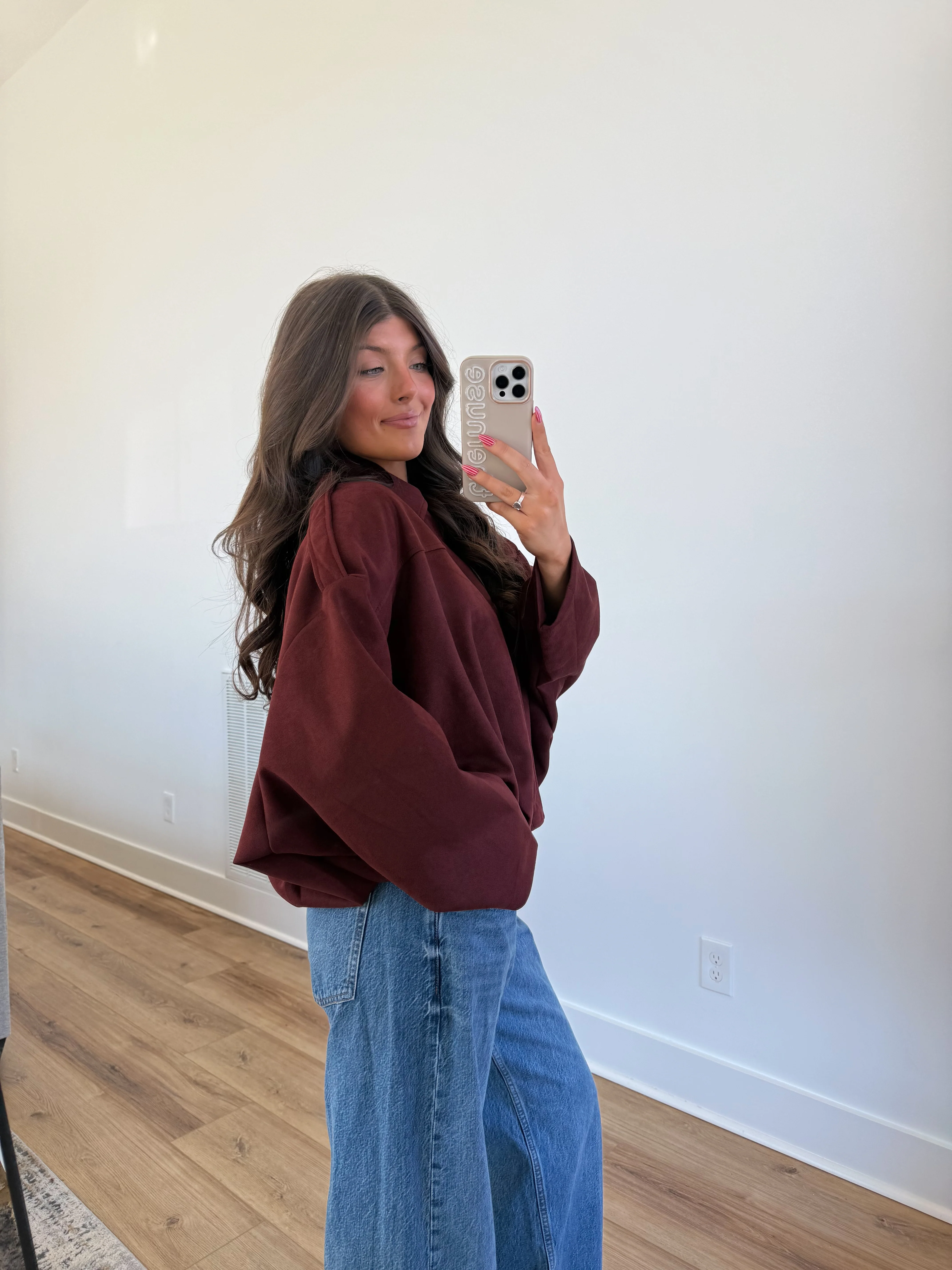 Suede Bomber Jacket (Wine) - Image 3
