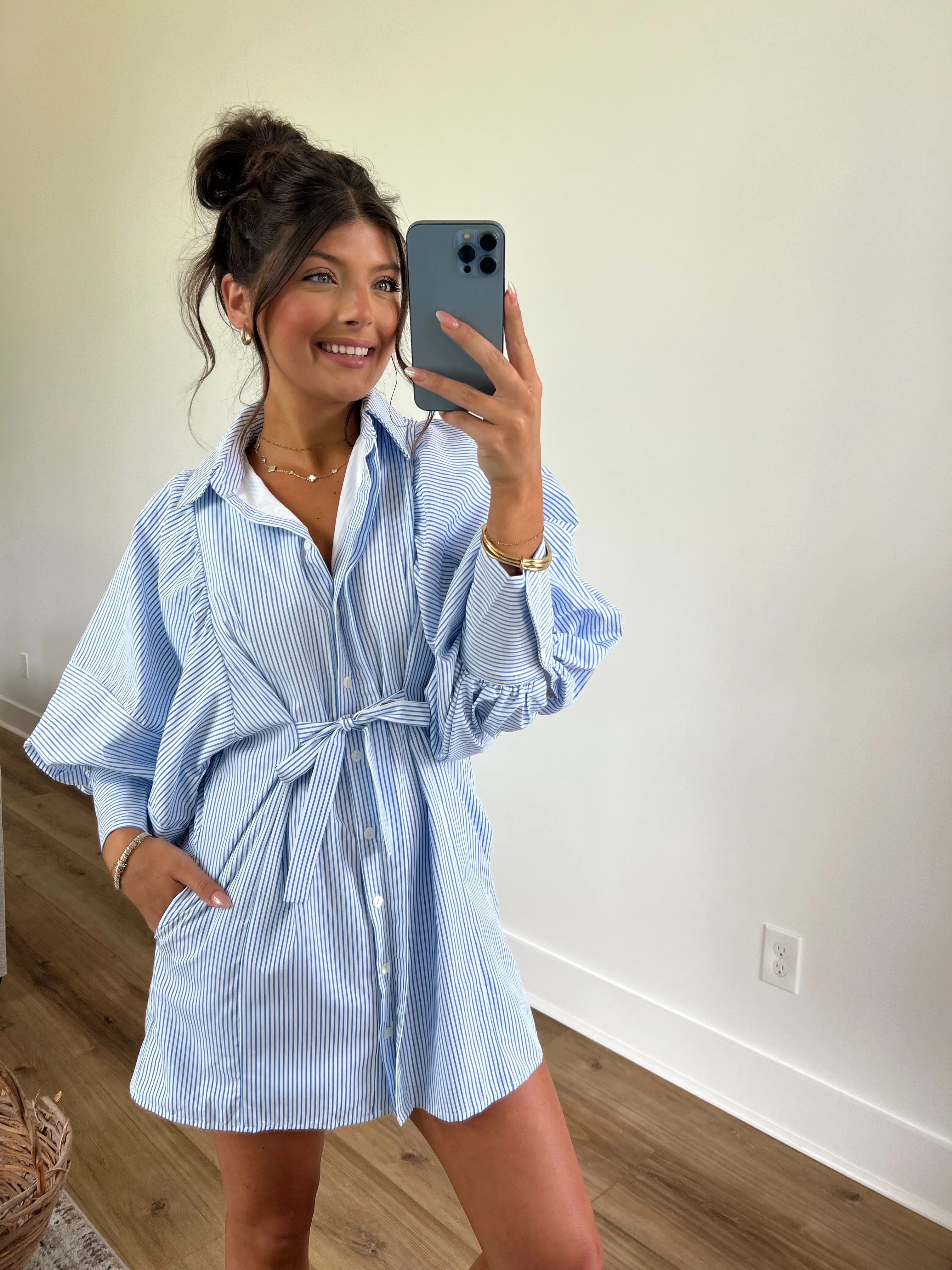 Sunday Morning Dress (Blue Stripe) - Image 3