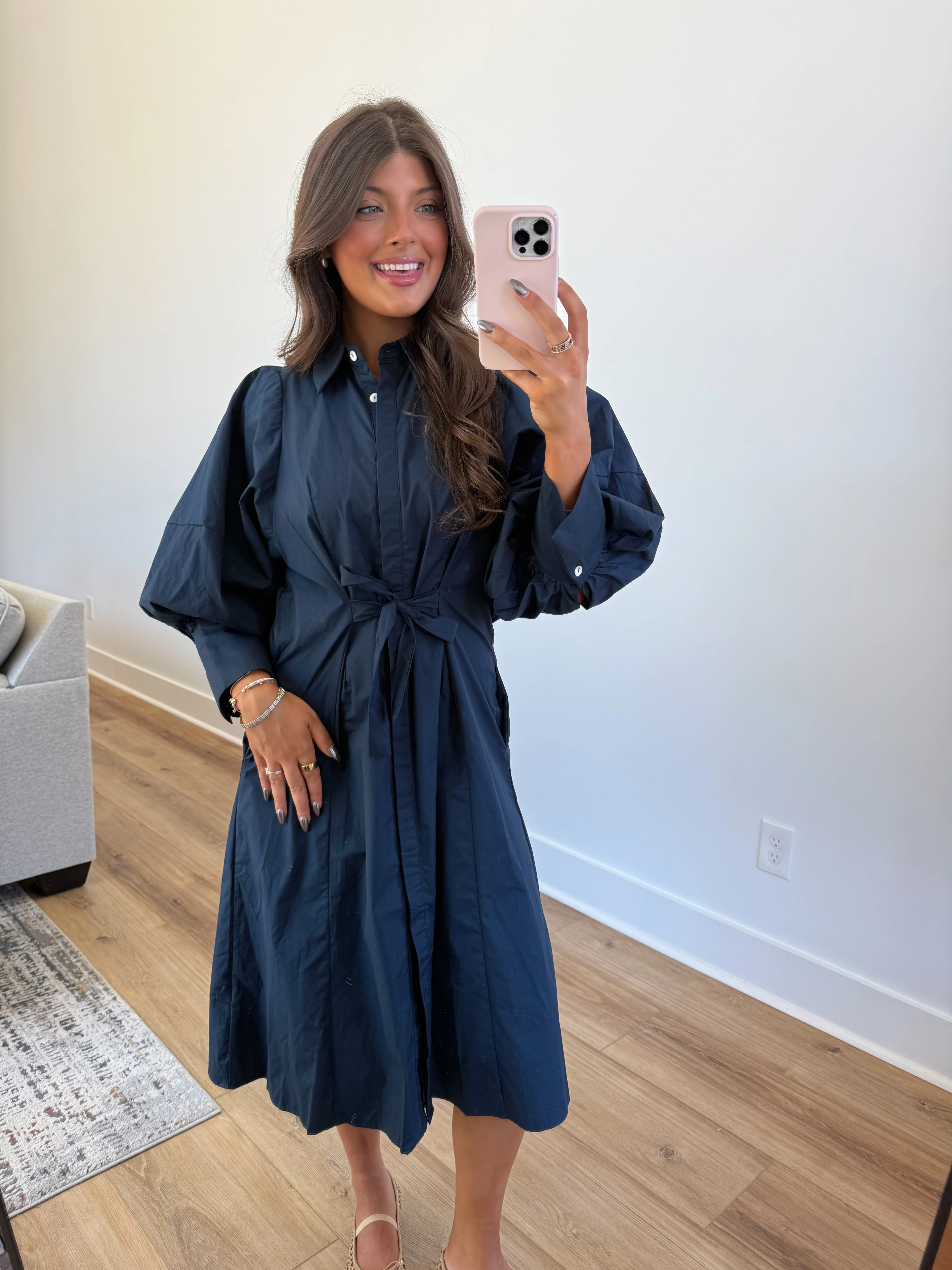 Sunday Morning Midi Dress (Navy) - Image 2