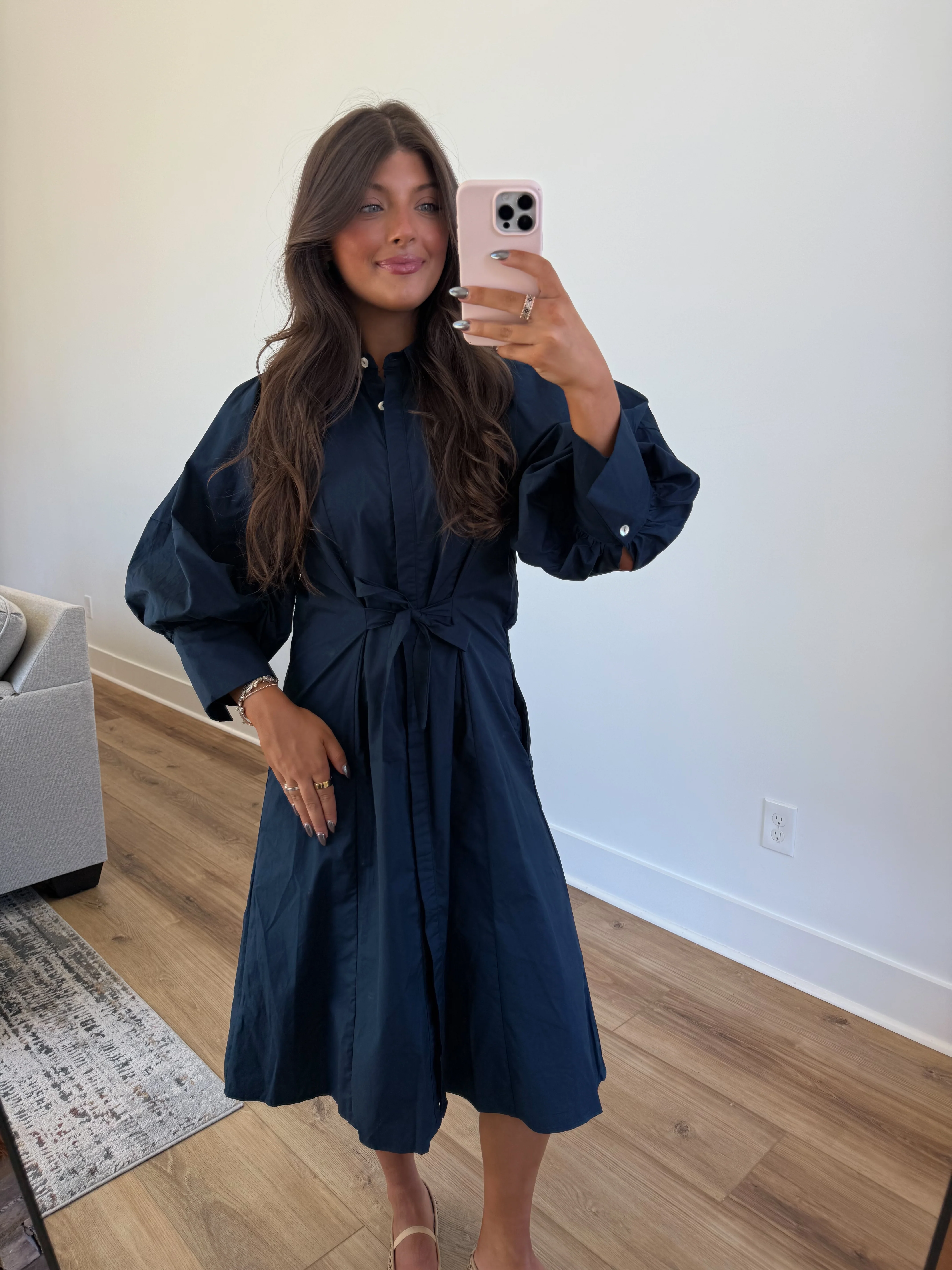 Sunday Morning Midi Dress (Navy) - Image 3