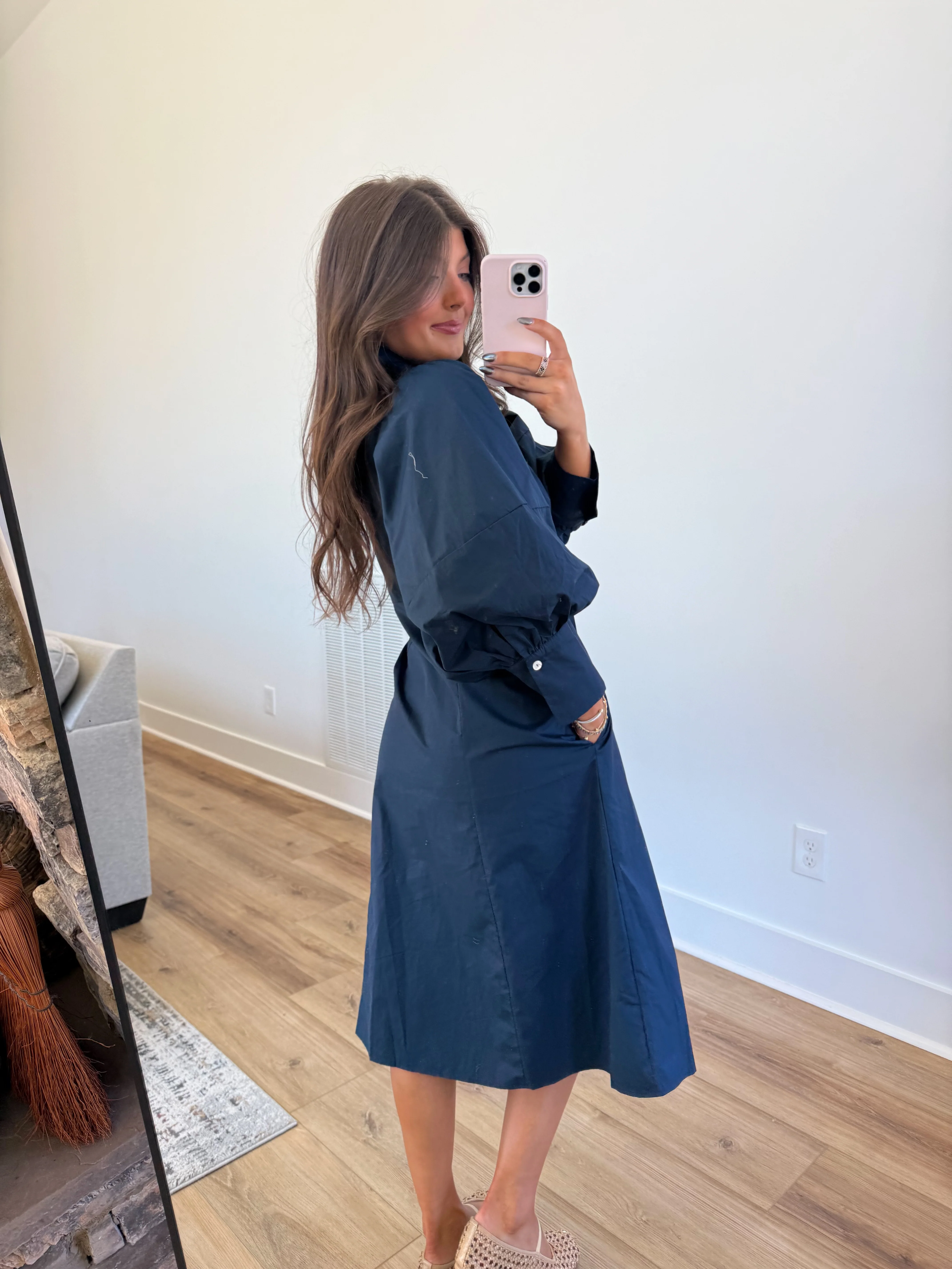 Sunday Morning Midi Dress (Navy) - Image 4