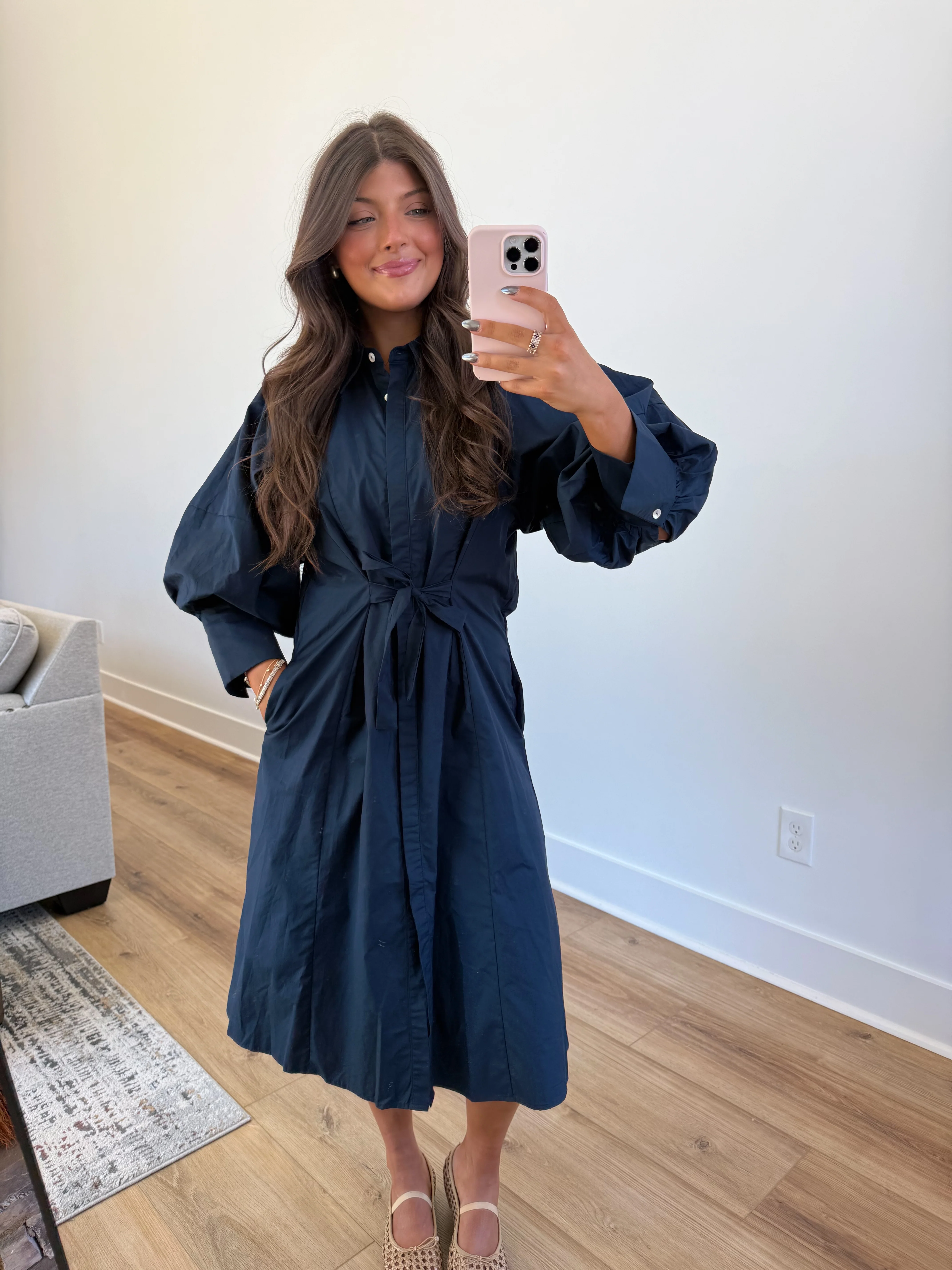 Sunday Morning Midi Dress (Navy) - Image 5