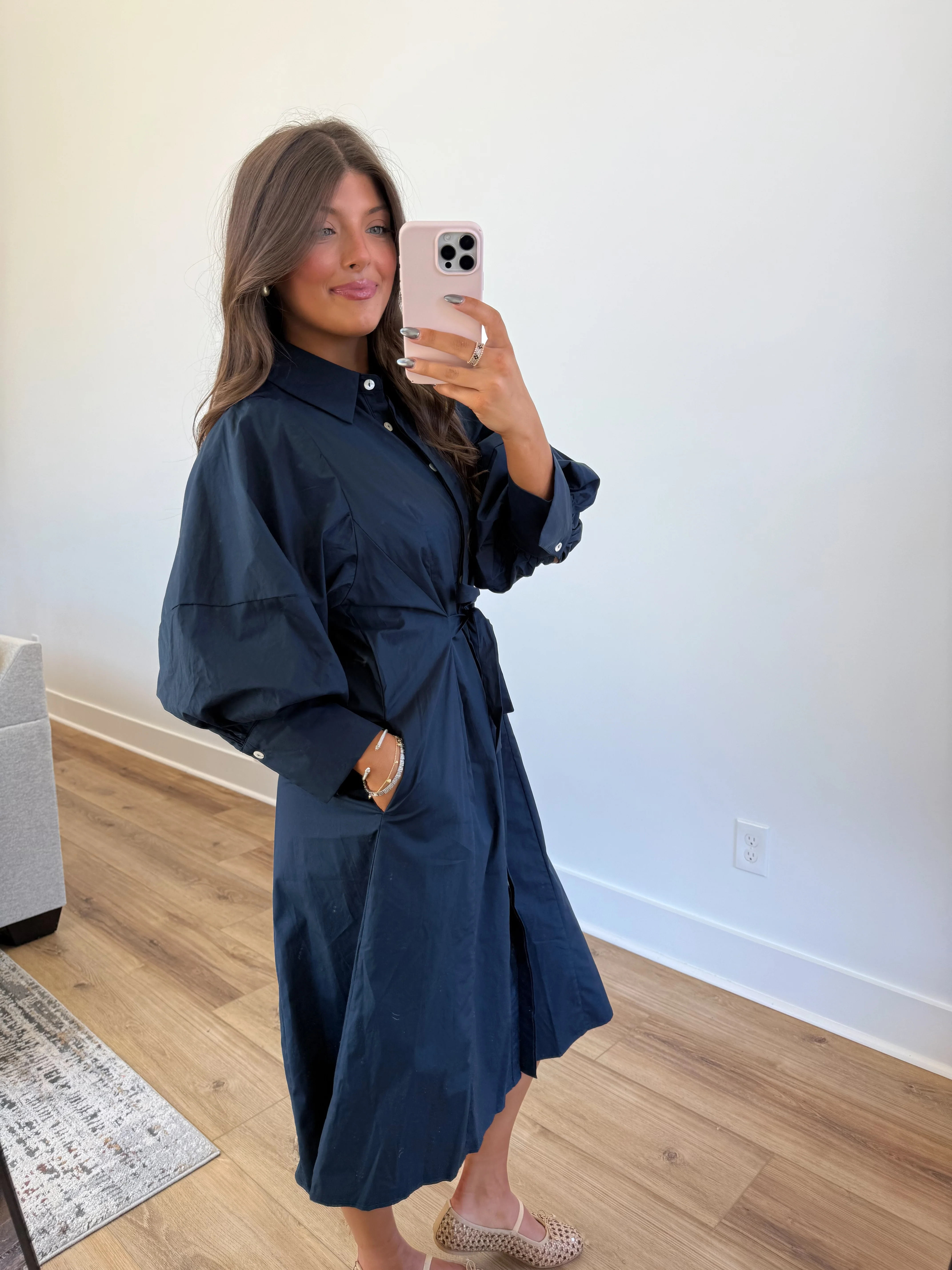 Sunday Morning Midi Dress (Navy) - Image 6
