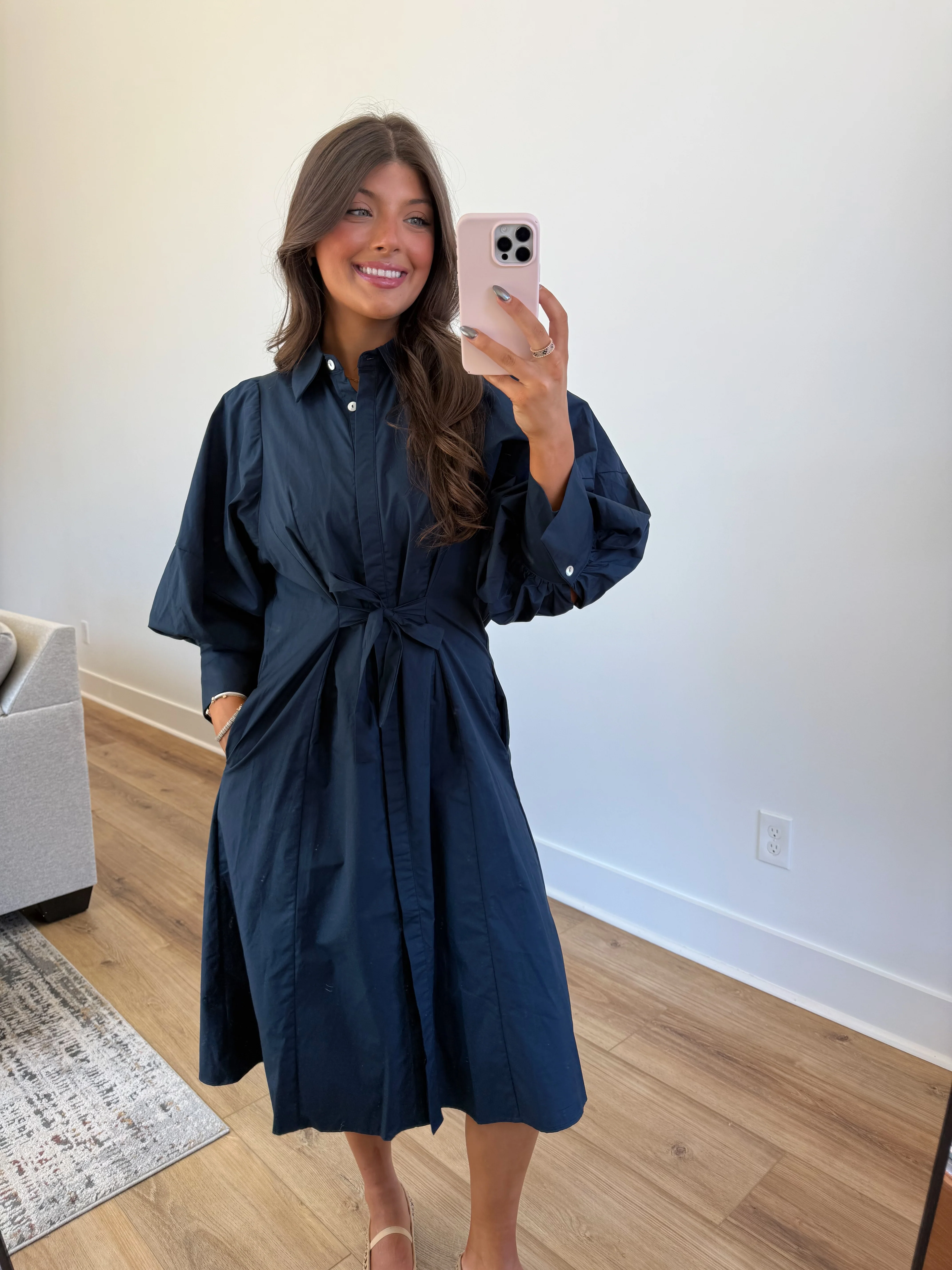 Sunday Morning Midi Dress (Navy) - Image 7
