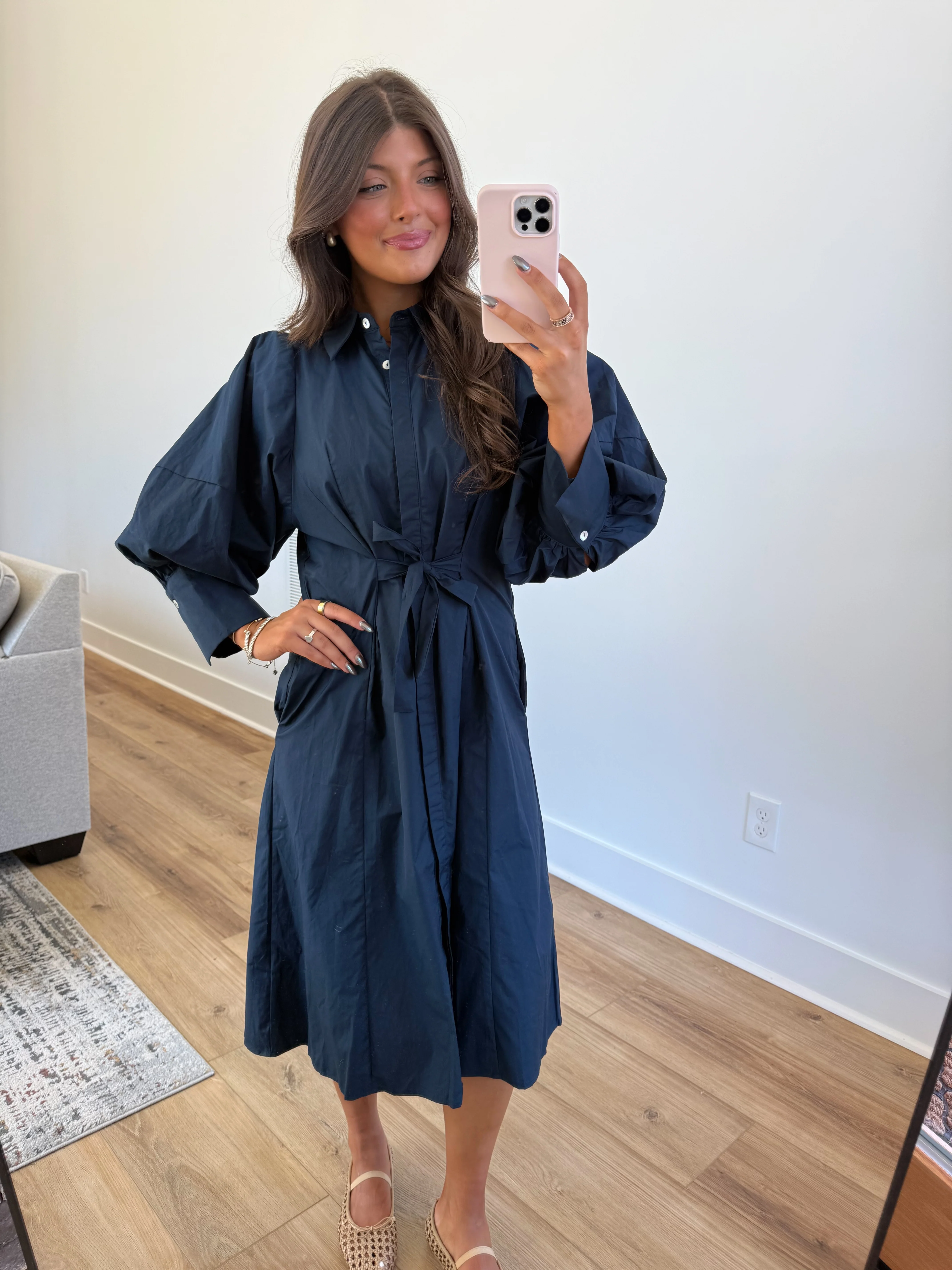 Sunday Morning Midi Dress (Navy) - Image 9