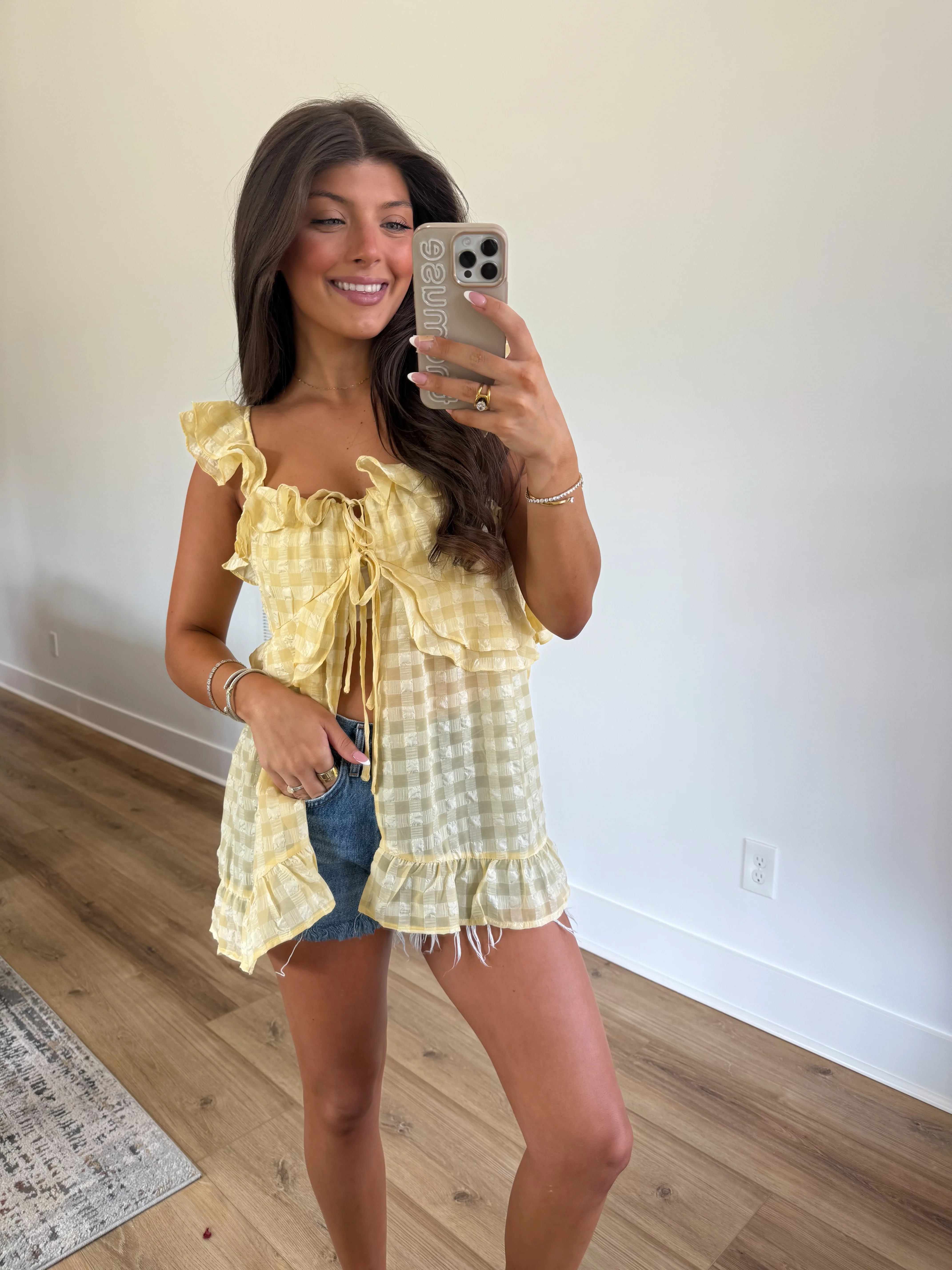 Sunny Gingham Ruffle Top - Image 3