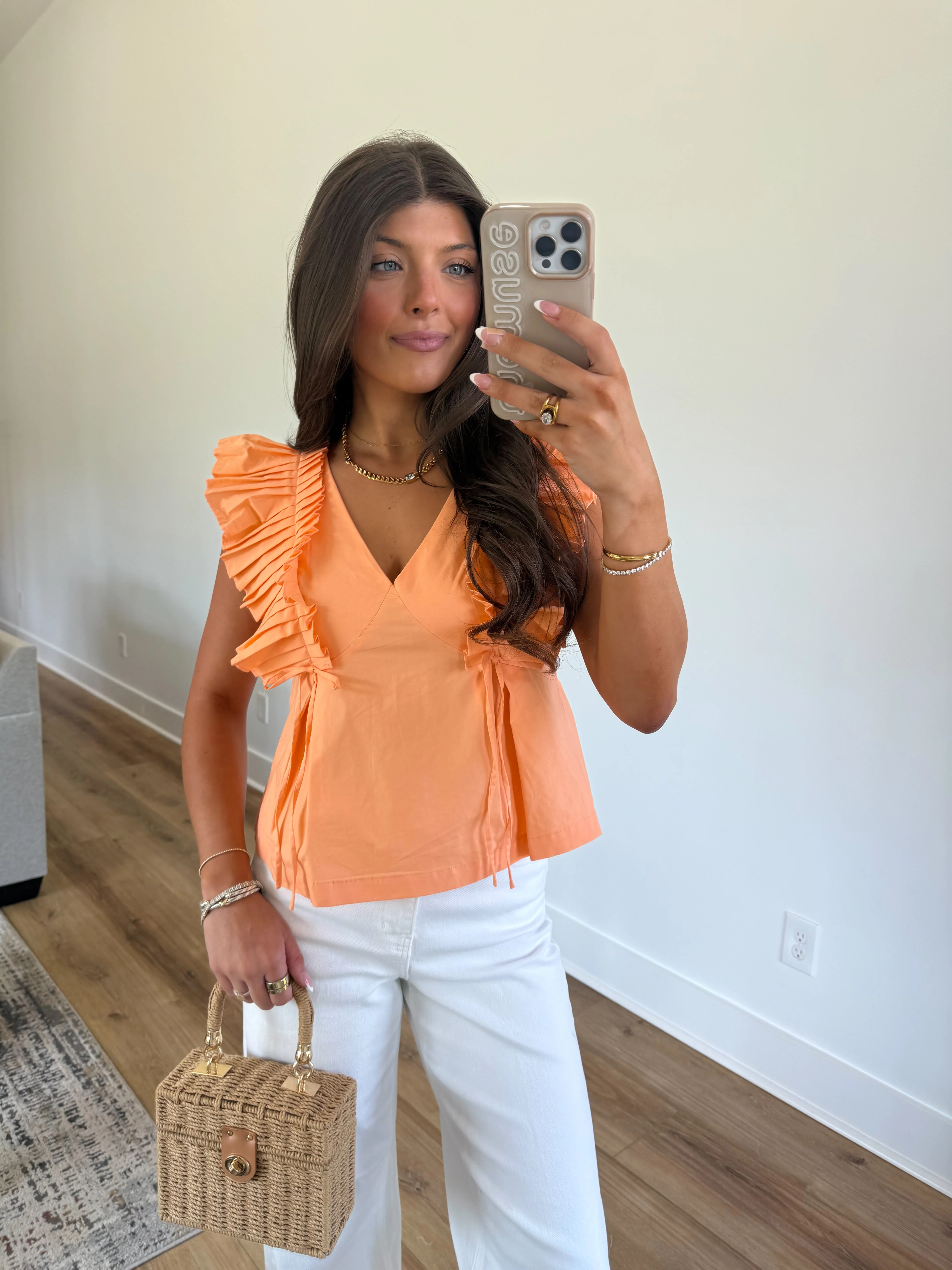 Tangerine Ruffle Top - Image 2