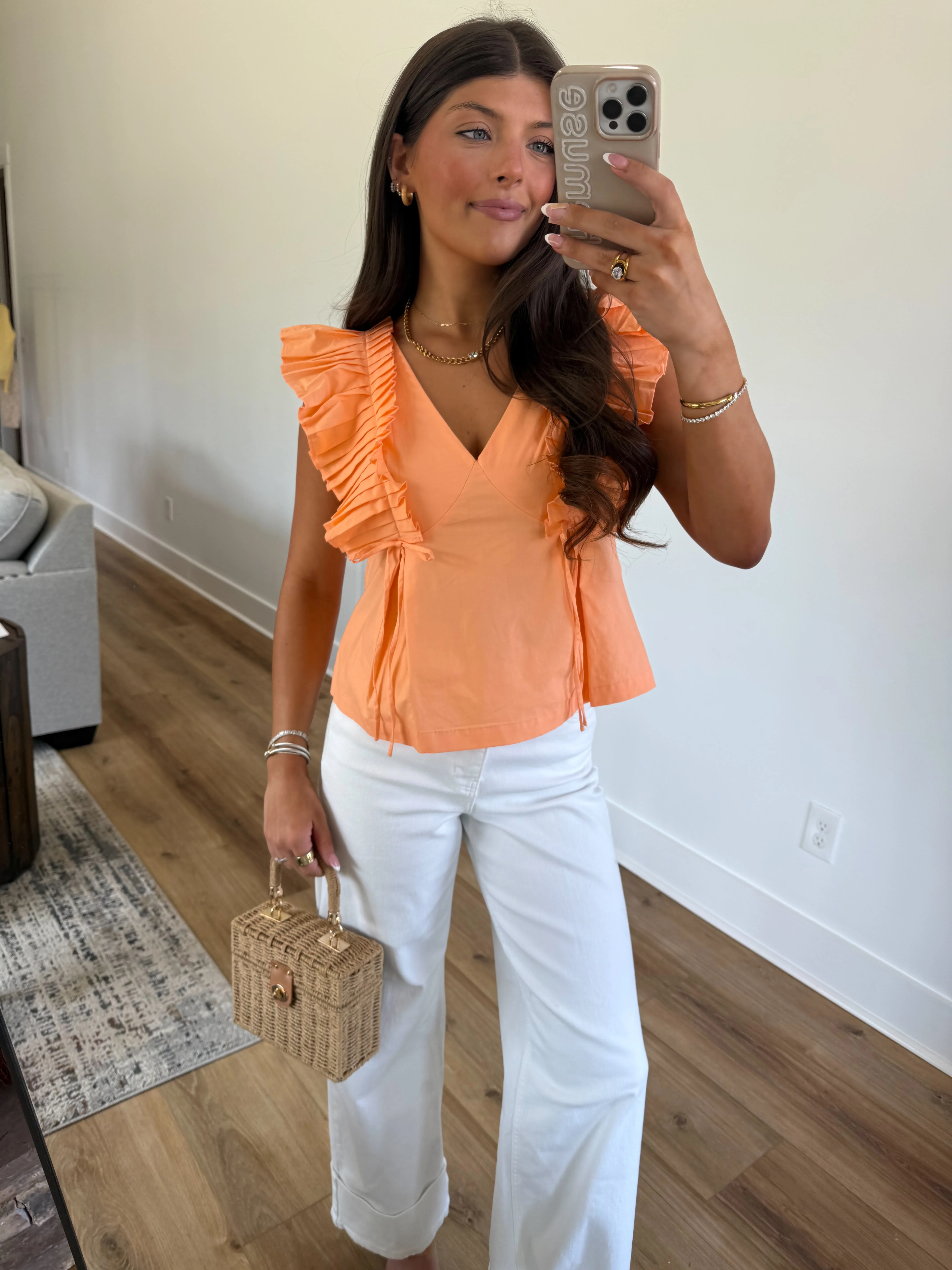 Tangerine Ruffle Top - Image 3