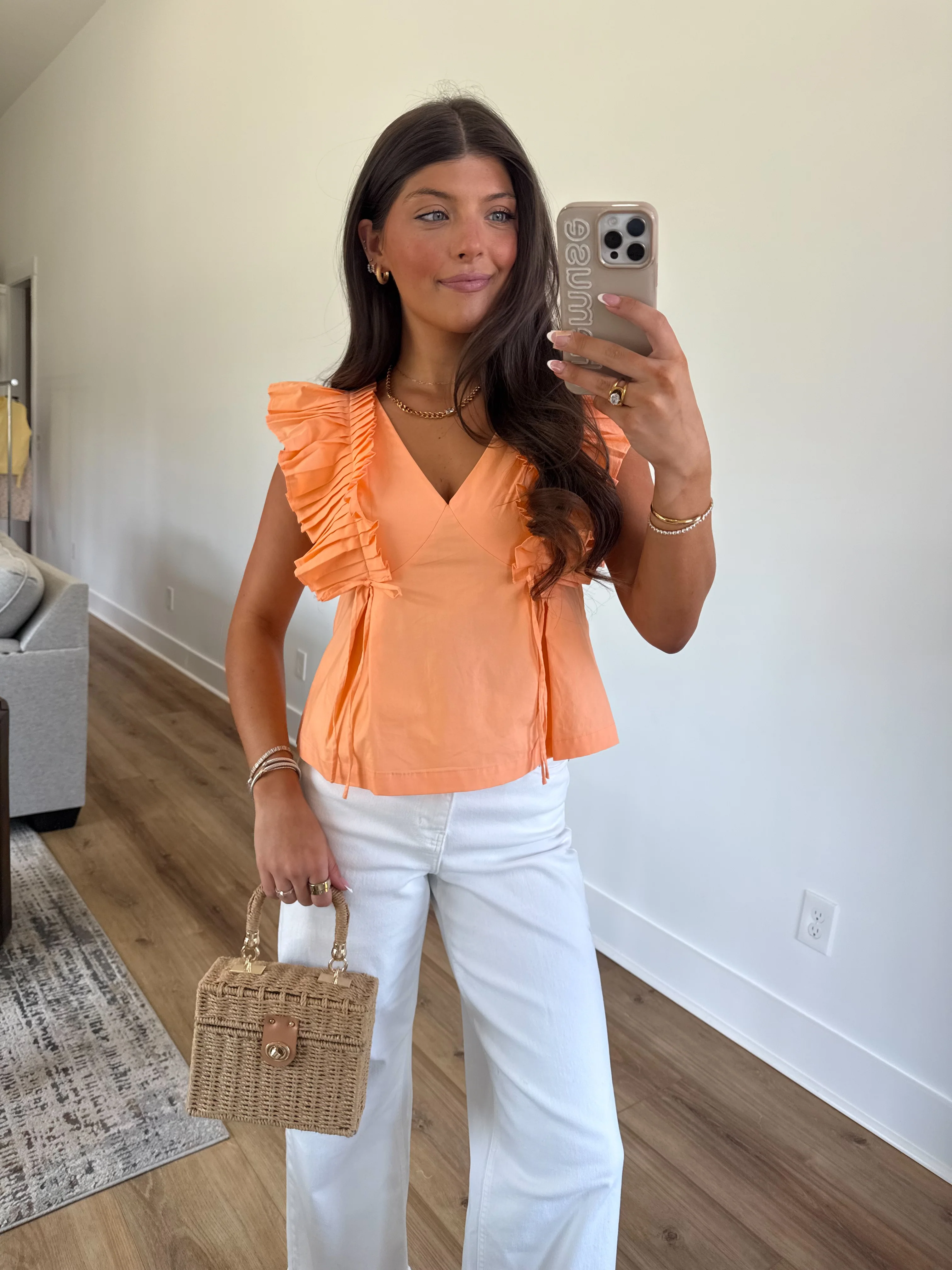 Tangerine Ruffle Top - Image 4