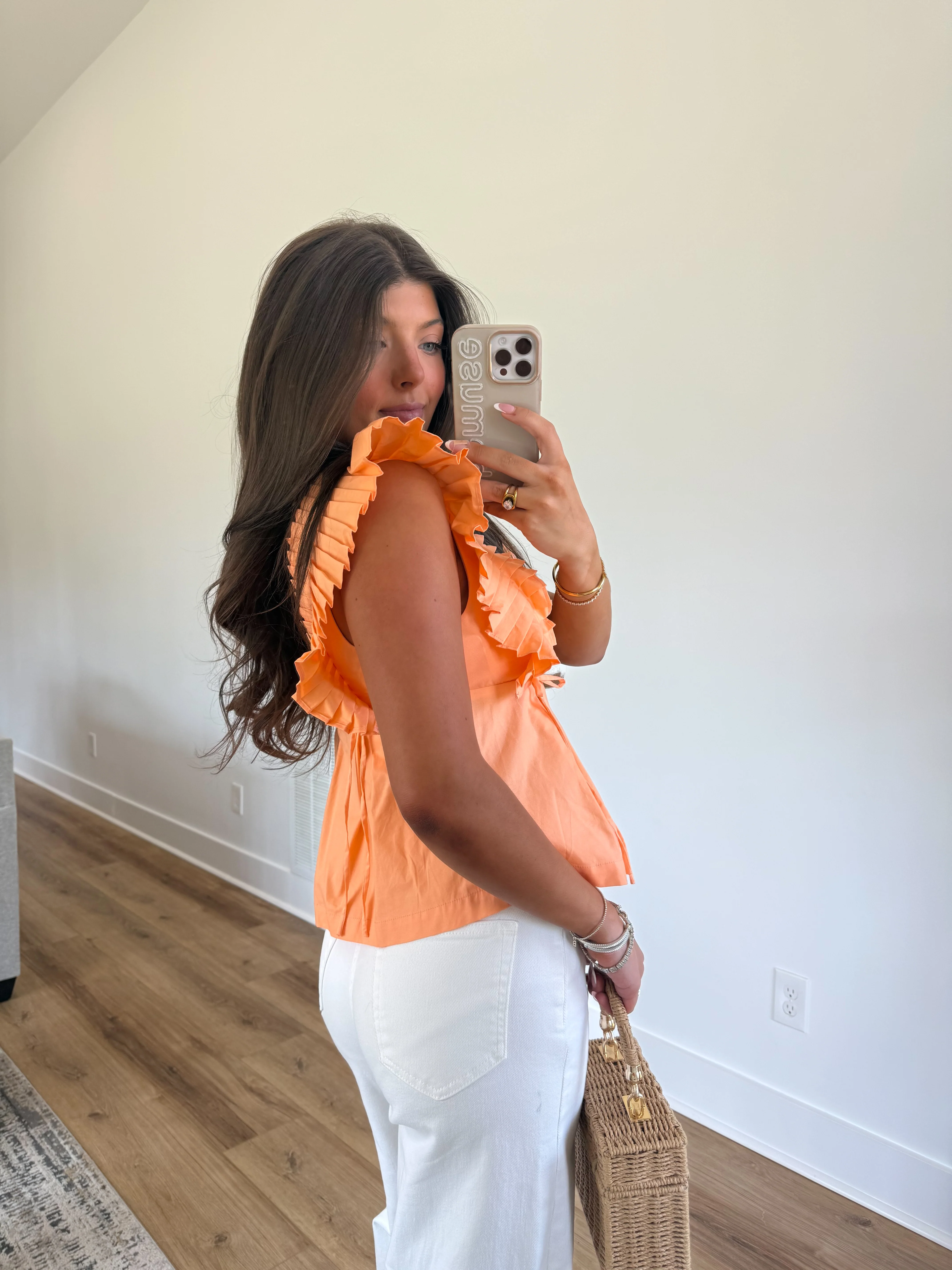 Tangerine Ruffle Top - Image 5