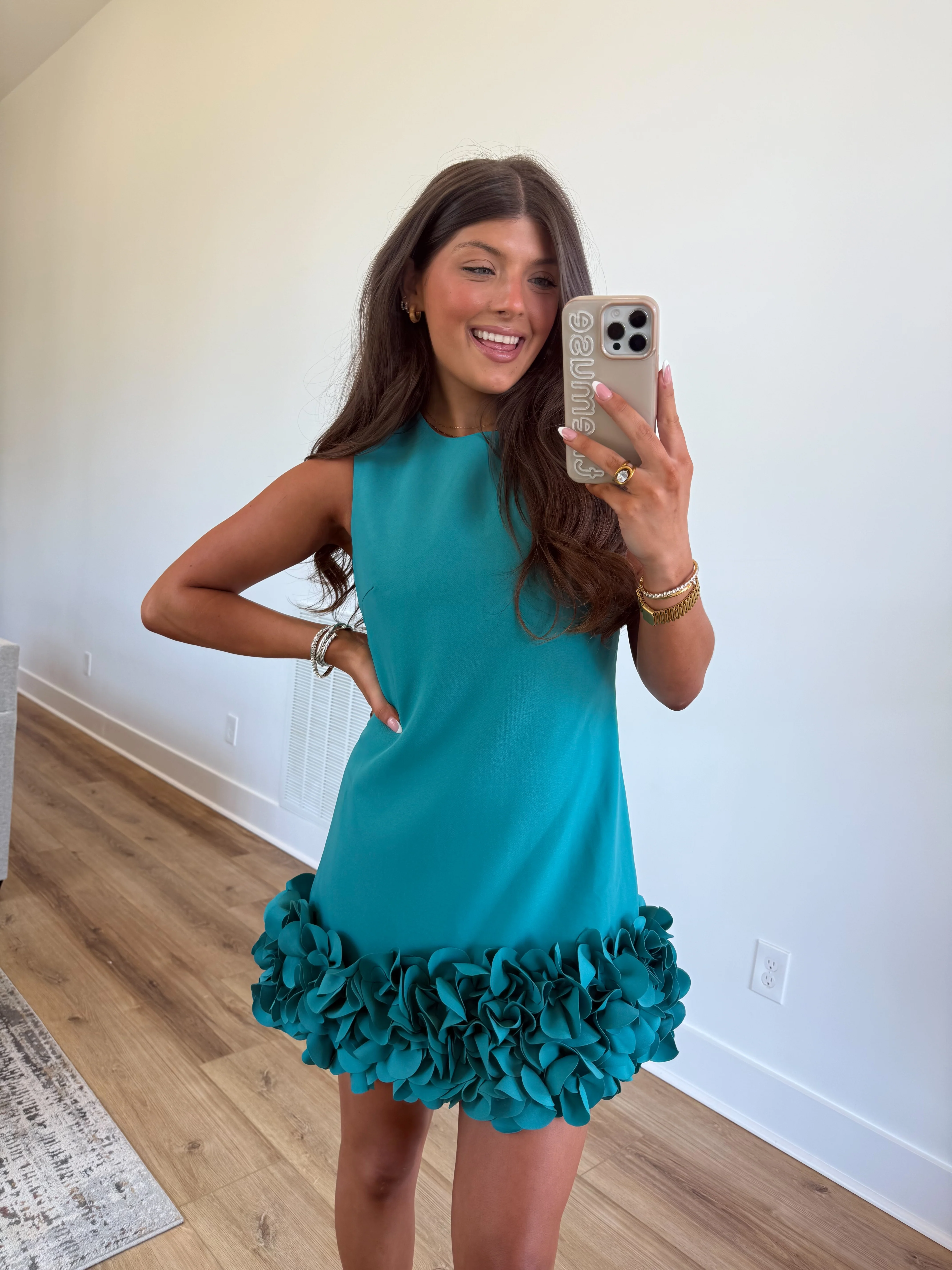 Teal Drop Ruffle Mini Dress (PRE-ORDER (MAY 8TH)/ Restock) - Image 3