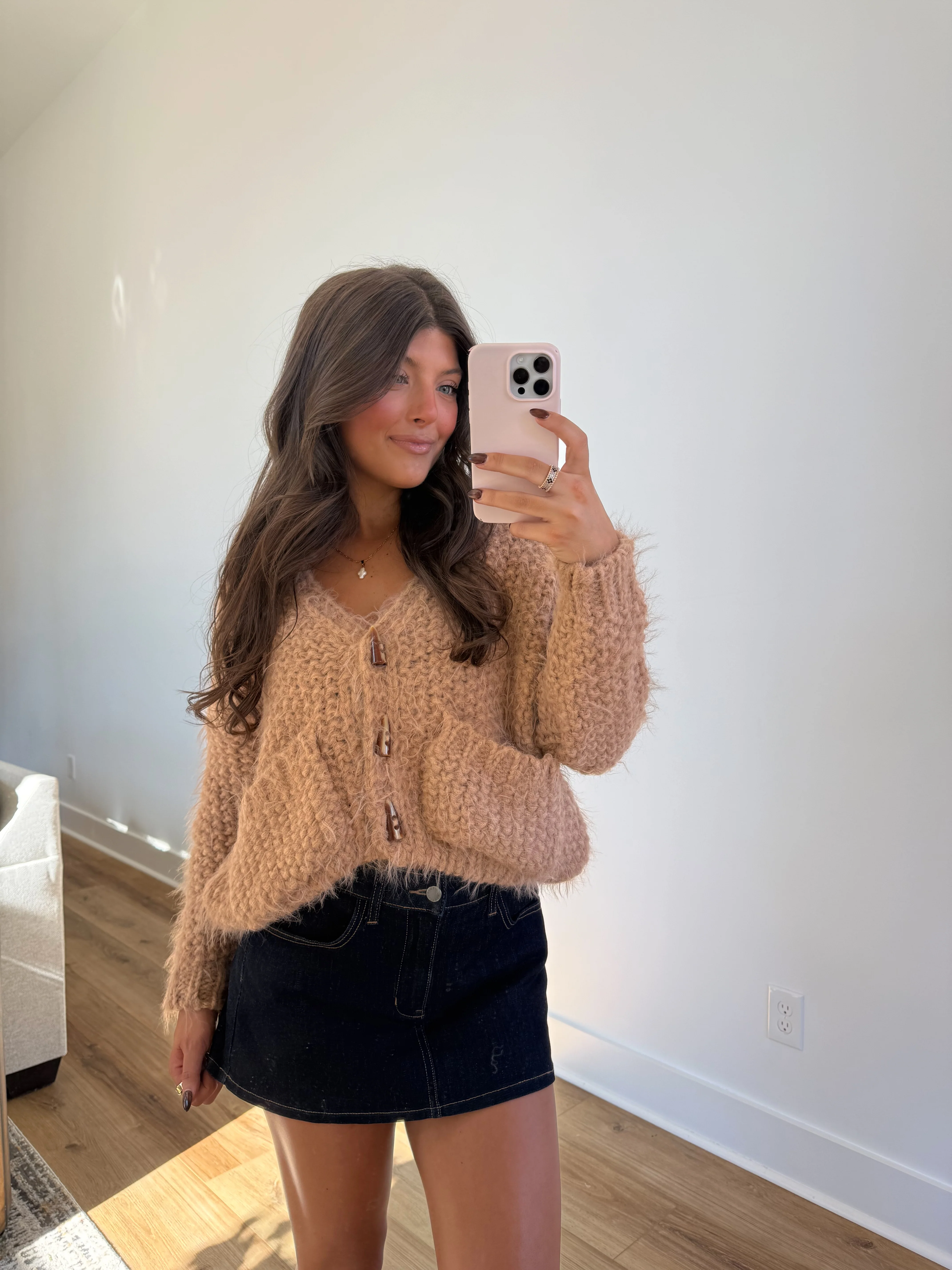 Teddy Toasty Cardigan (Tan) - Image 2