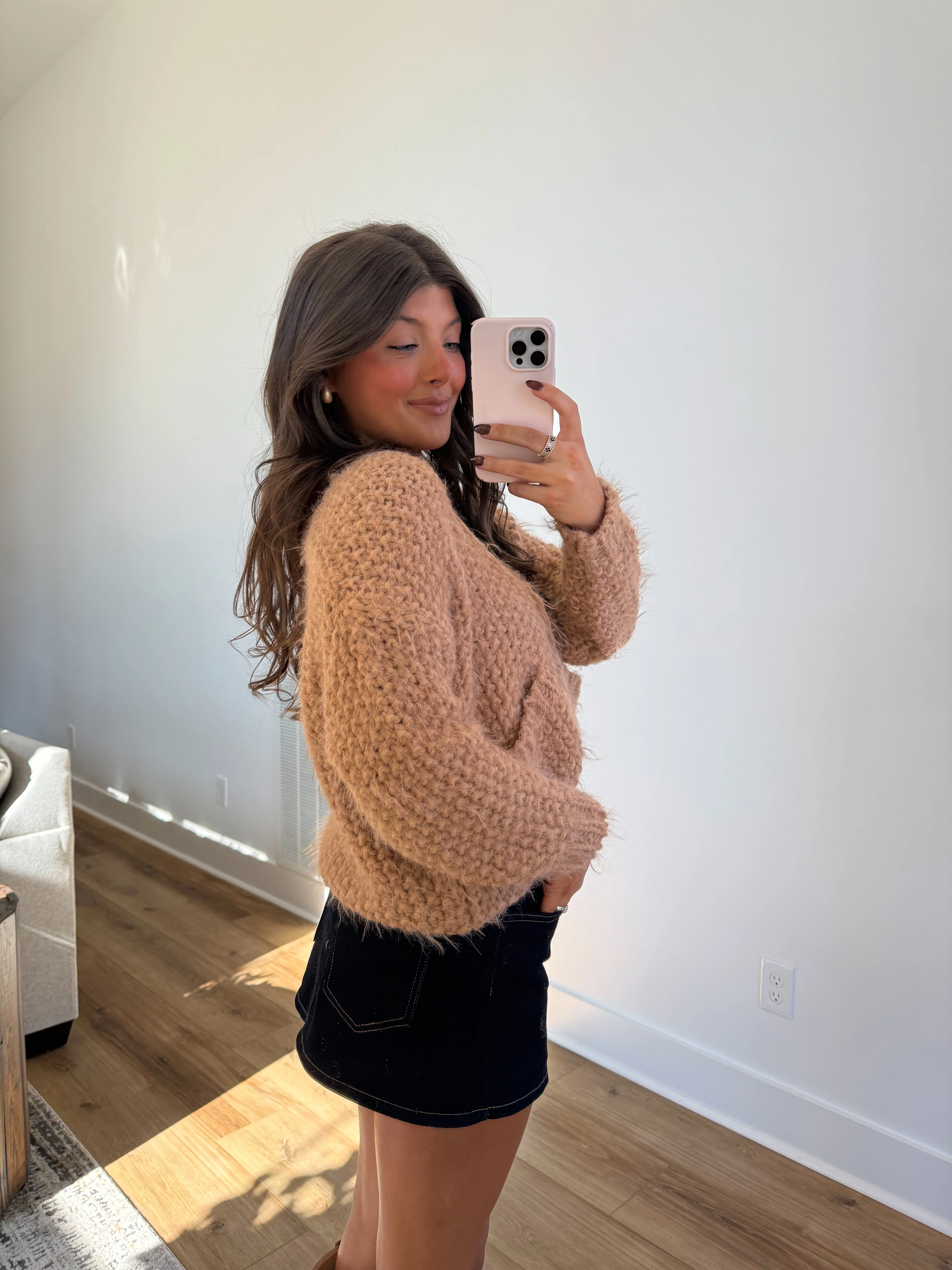 Teddy Toasty Cardigan (Tan) - Image 3