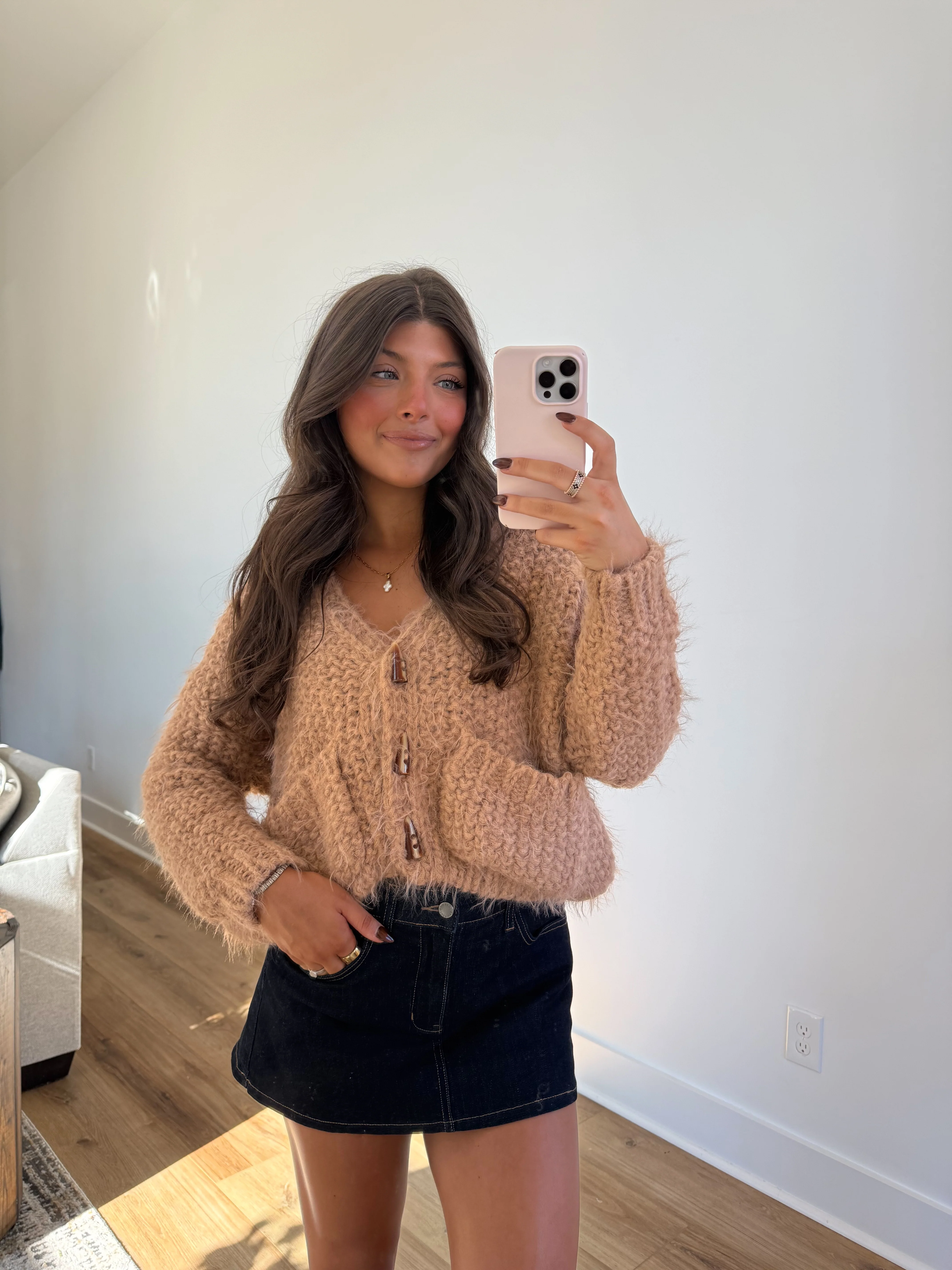 Teddy Toasty Cardigan (Tan) - Image 4