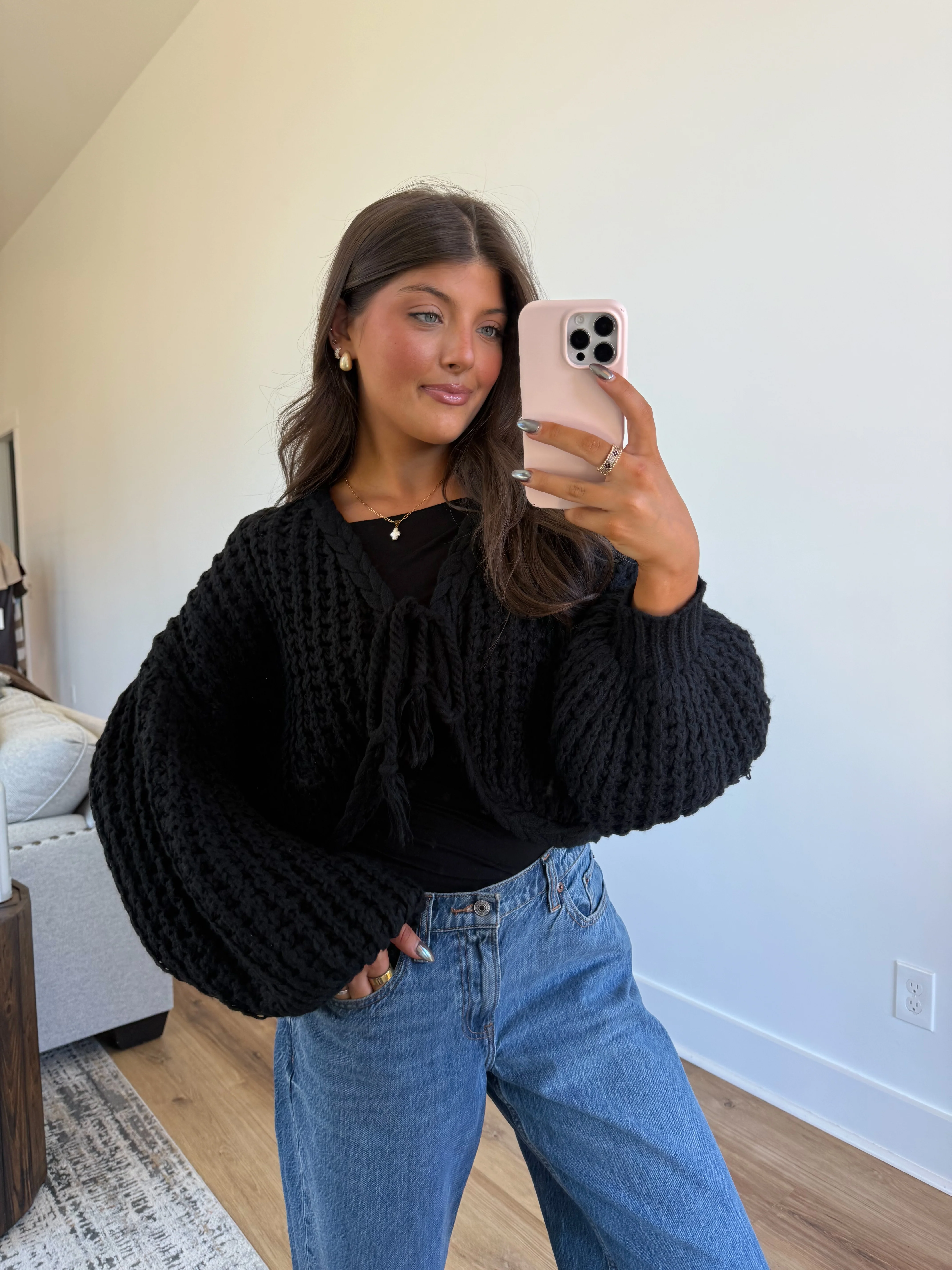 The Balloon Sleeve Tie Cardigan - Image 5