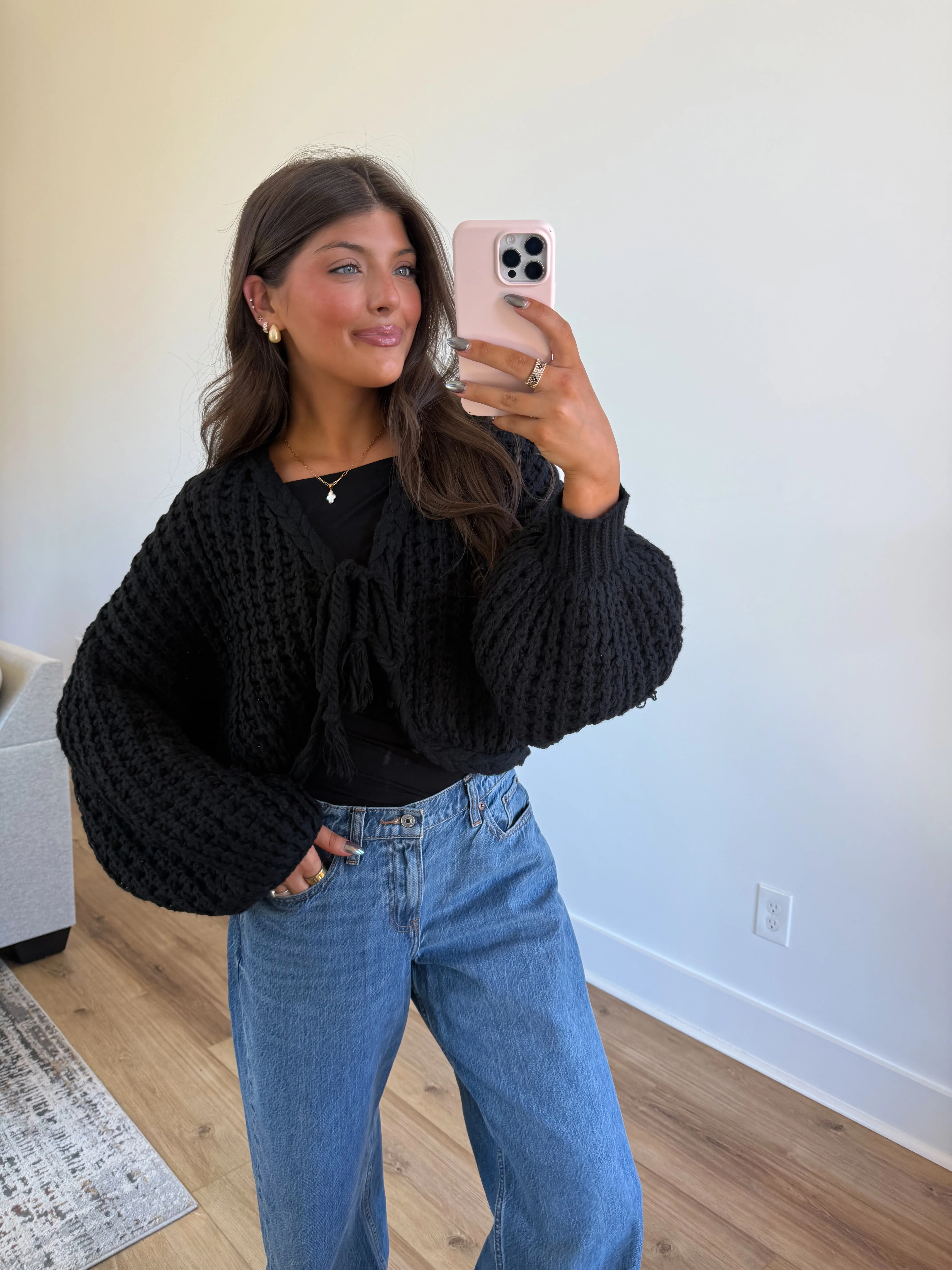 The Balloon Sleeve Tie Cardigan - Image 7